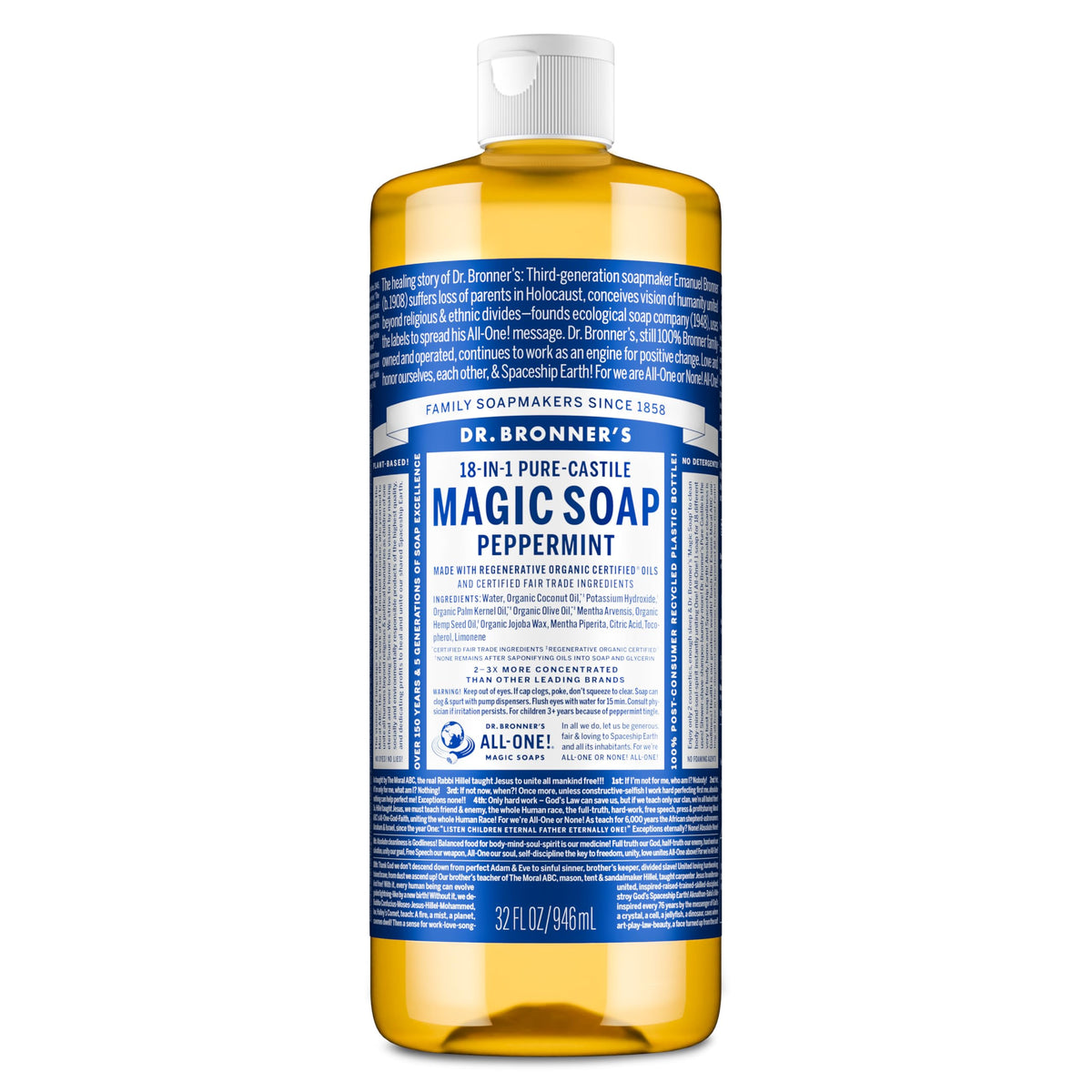 Dr. Bronner's Dr Bronner s Peppermint Pure Castile Liquid Soap Hand Soap