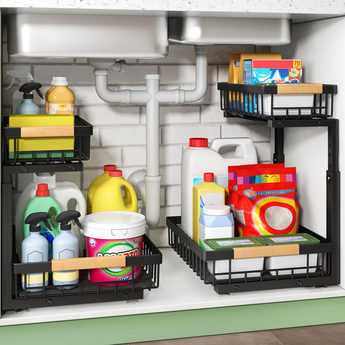 Kitstorack Under Sink Organizer 2 Tier Under the Sink - Kitstorack Official Imagery - 2