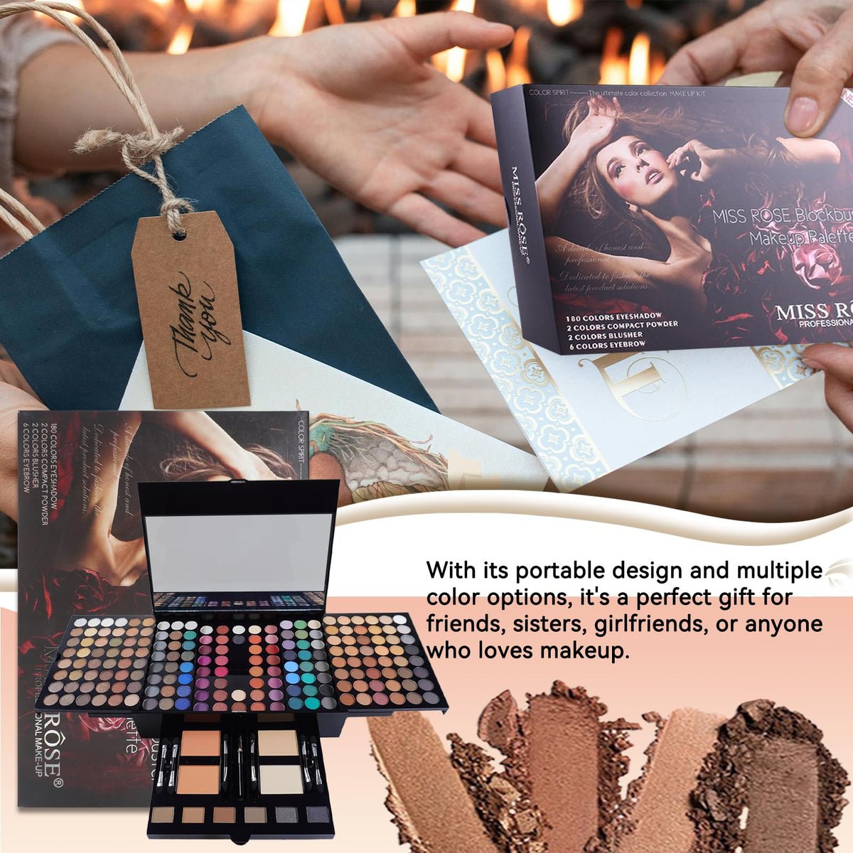 180 Colors Eyeshadow Palette Matte Shimmer Eye Shadow Makeup - JasCherry Official Imagery - 8