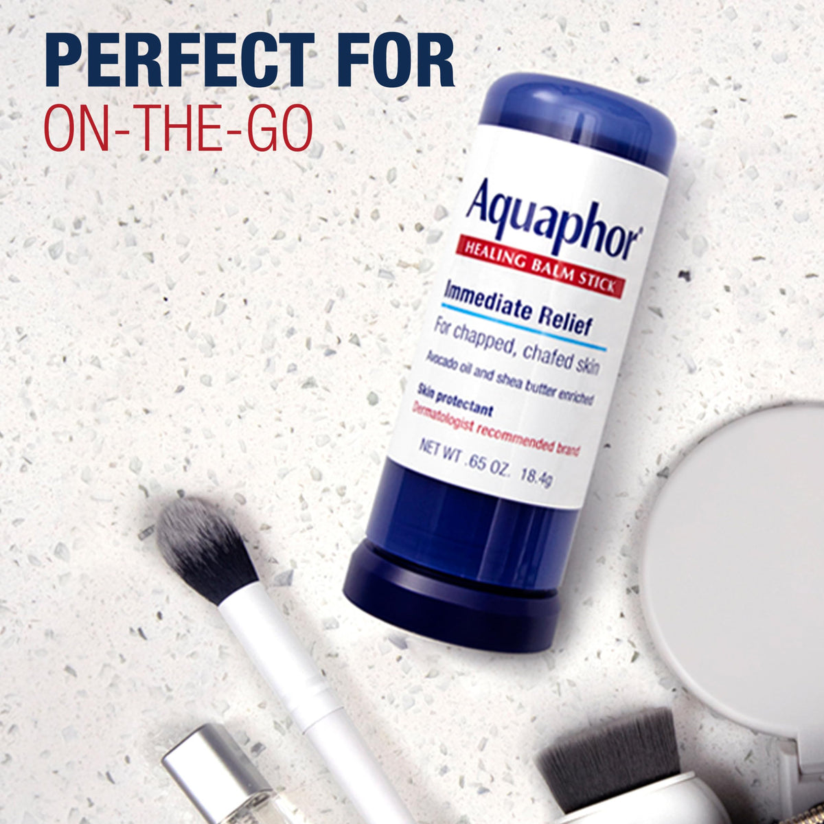 Aquaphor Healing Balm Stick Skin Protectant 0 65 OZ – back view and specifications