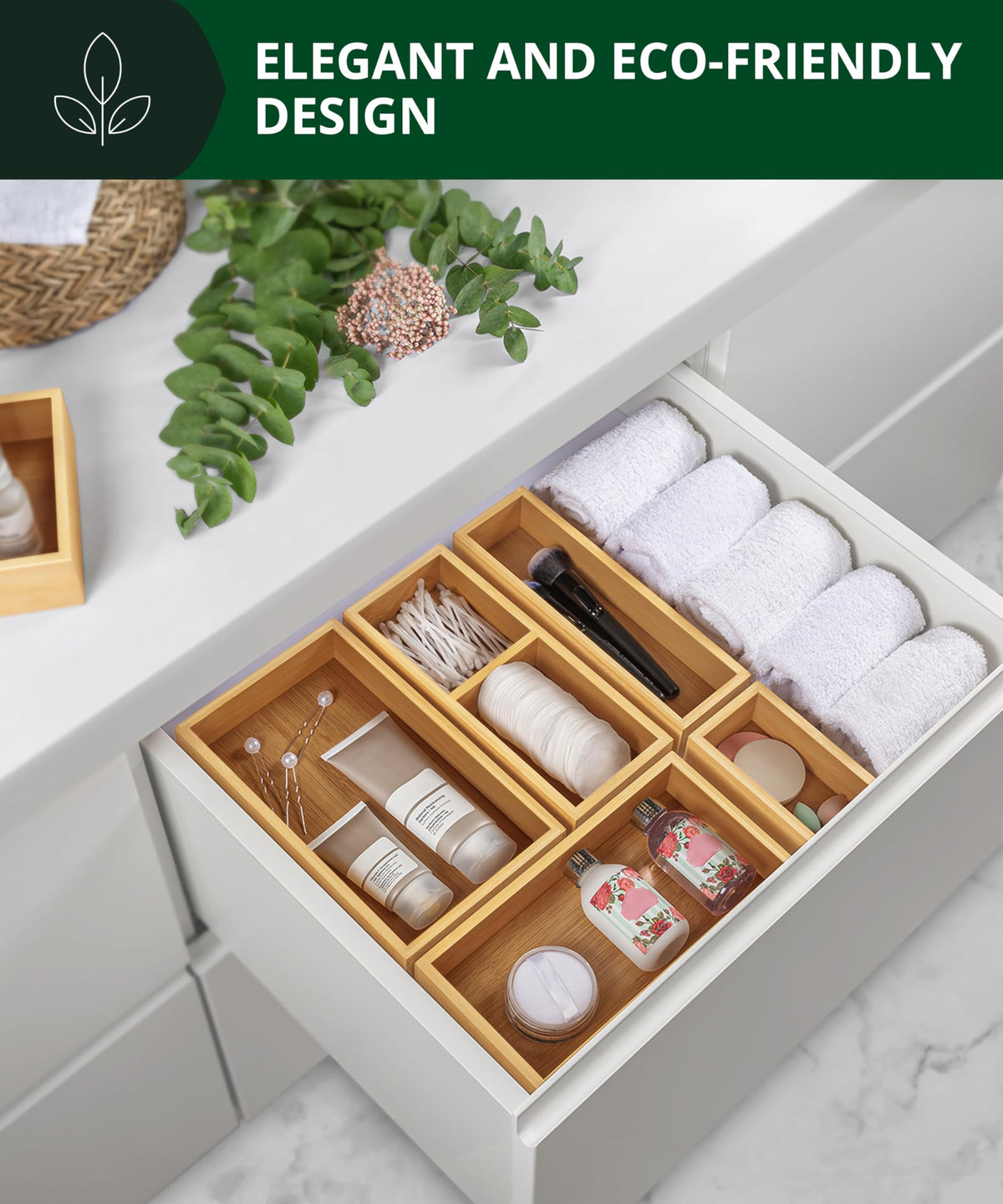 ROYAL CRAFT WOOD 5 Piece Bamboo Drawer Organizer Set Multi - ROYAL CRAFT WOOD Official Imagery - 8