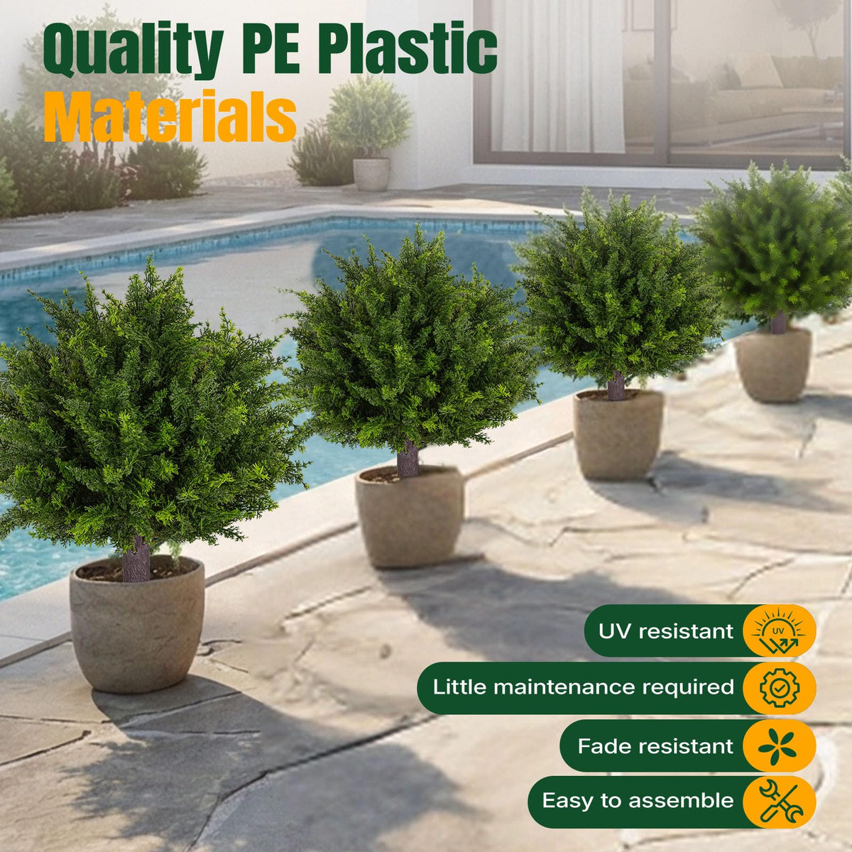 24 5 Inch Set of 2 Topiary Cedar Trees Artificial Outdoor - Broiscy Official Imagery - 5