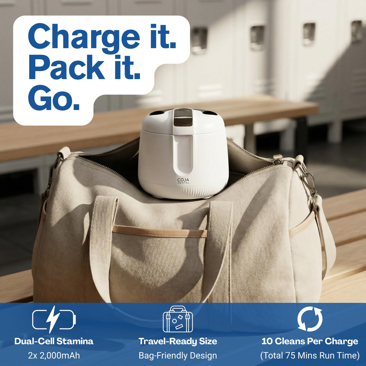 Rechargeable Dental Pod Ultrasonic Cleaner for Retainers - COJA Dental Official Imagery - 8