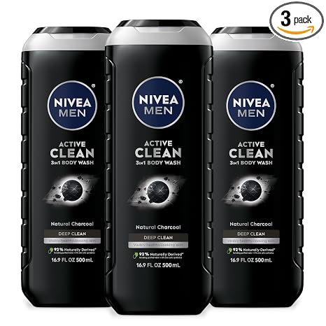 NIVEA MEN Active Clean 3 in 1 Body Wash Mulitpack 3 x 16 9