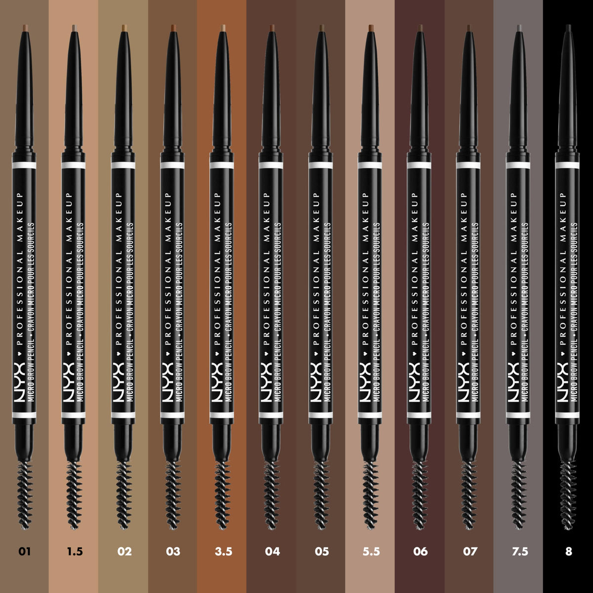 NYX PROFESSIONAL MAKEUP Micro Brow Pencil Precise Eyebrow – back view and specifications