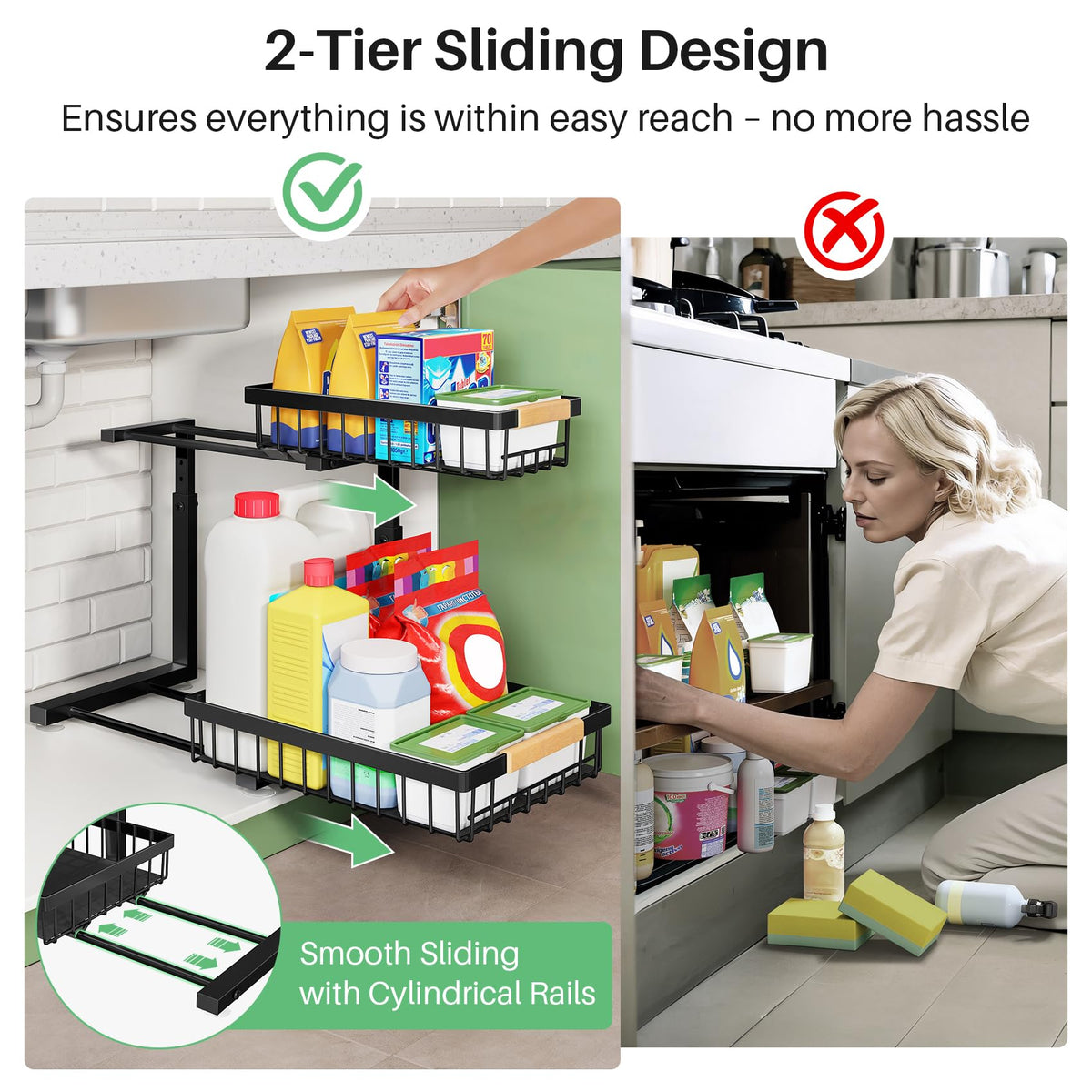 Kitstorack Under Sink Organizer 2 Tier Under the Sink - Kitstorack Official Imagery - 7
