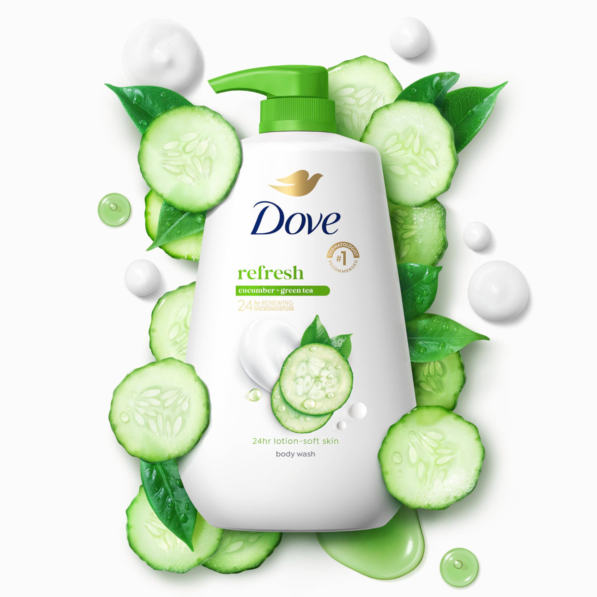 Dove Body Wash Body Wash Refresh Cucumber Green Tea 30 6 oz – back view and specifications