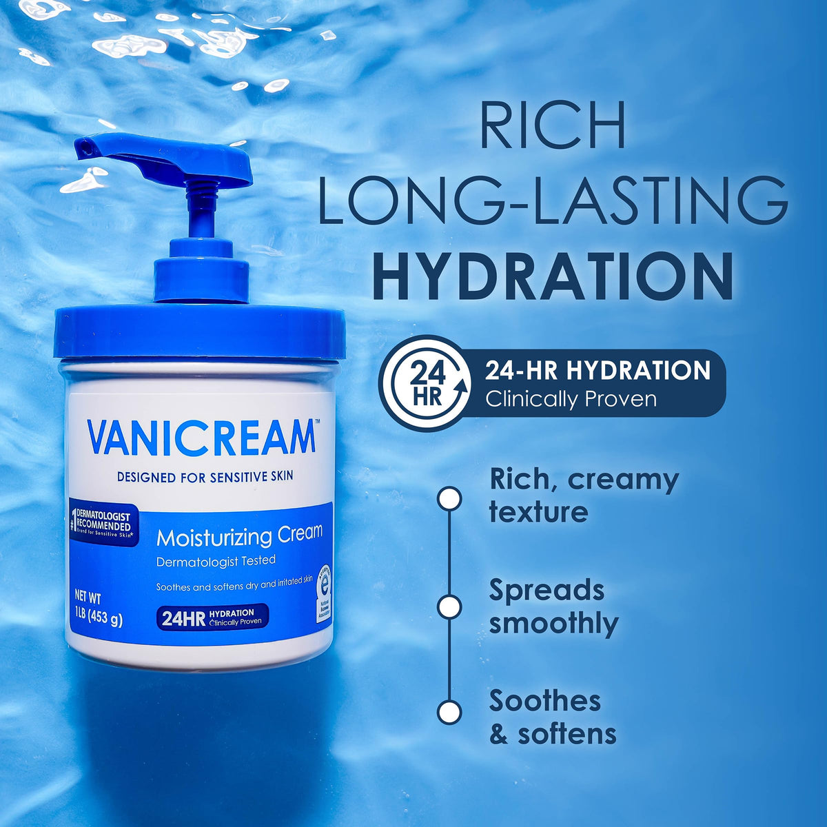 Vanicream Moisturizing Cream Body Face Moisturizer 16 Oz – close-up detail
