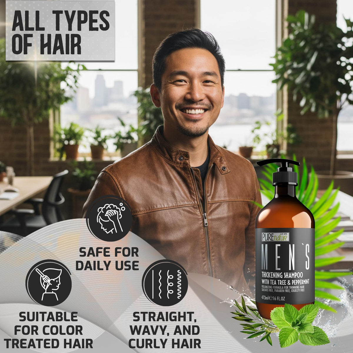 PURE NATURE LUX SPA Mens Shampoo – alternate angle