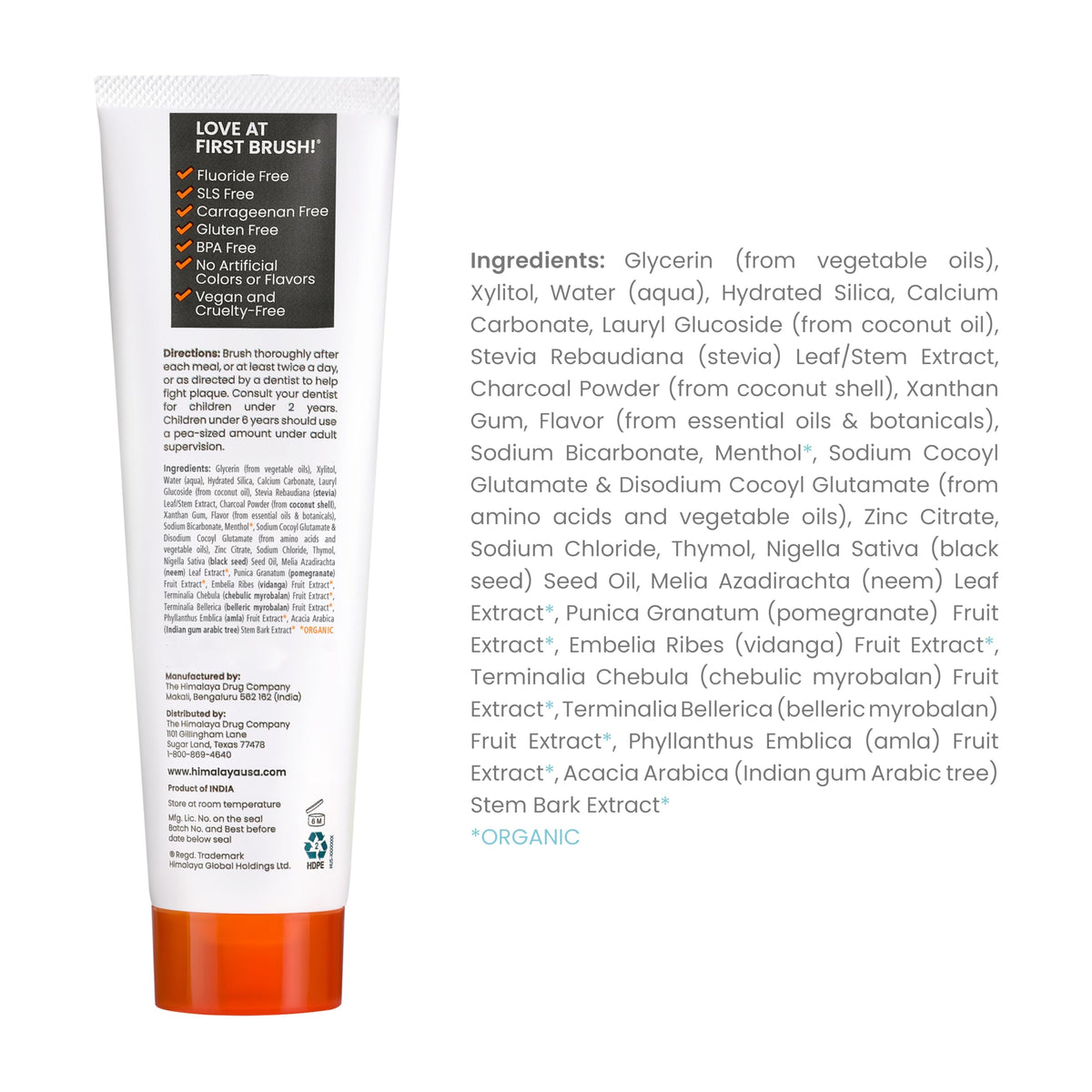 Himalaya Botanique Whitening Antiplaque Charcoal Toothpaste – packaging and label