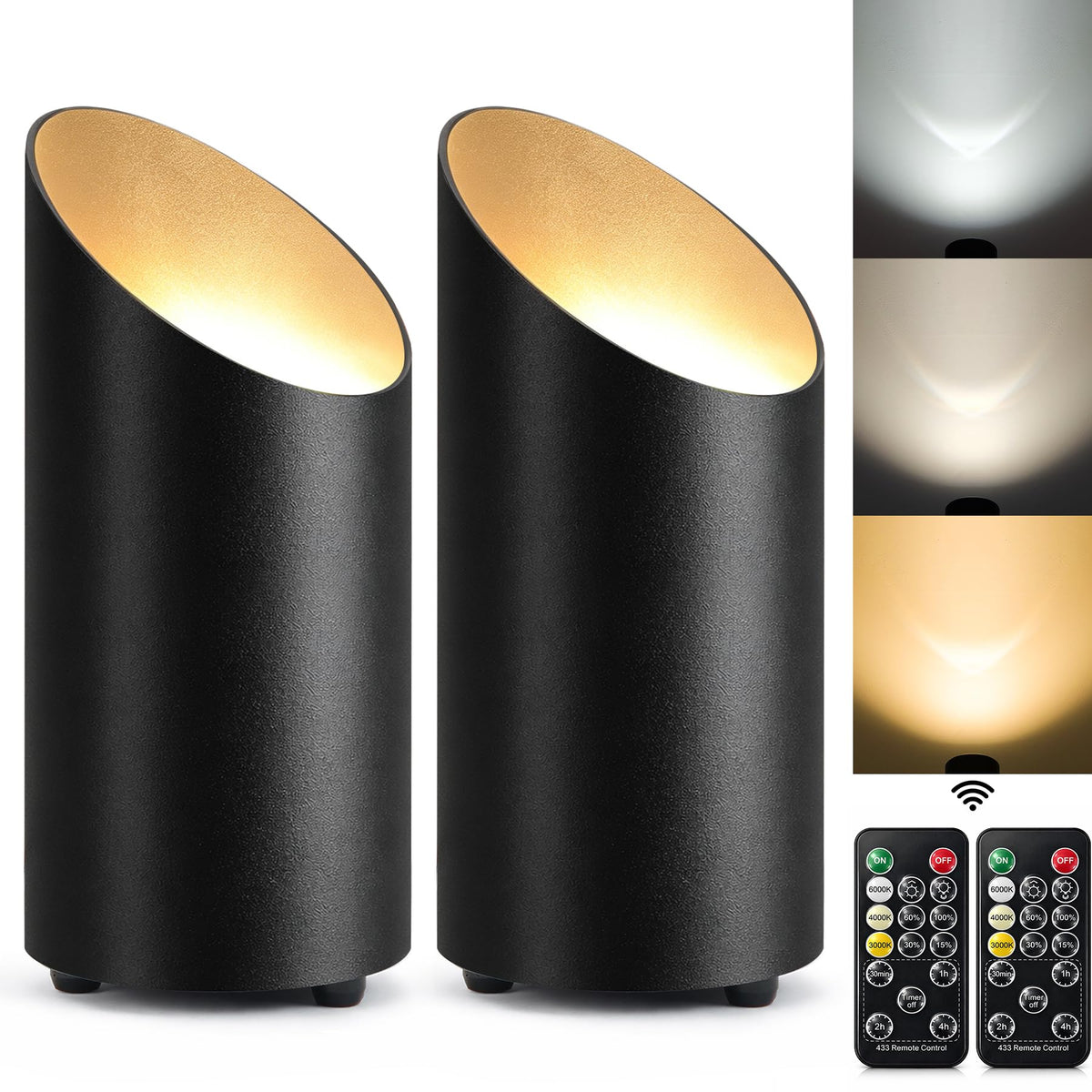 2 Pack Uplights Indoor Floor Can Lights 3CCT with Remote - Konvixon Official Imagery - 2