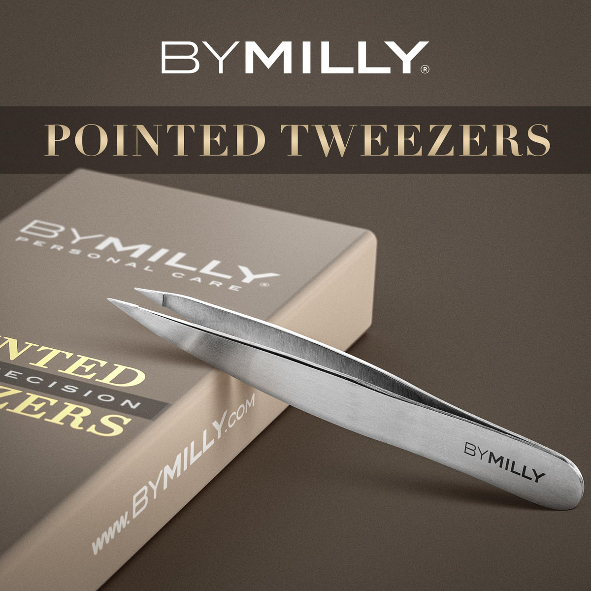 By MILLY Pointed Tweezers – packaging and label