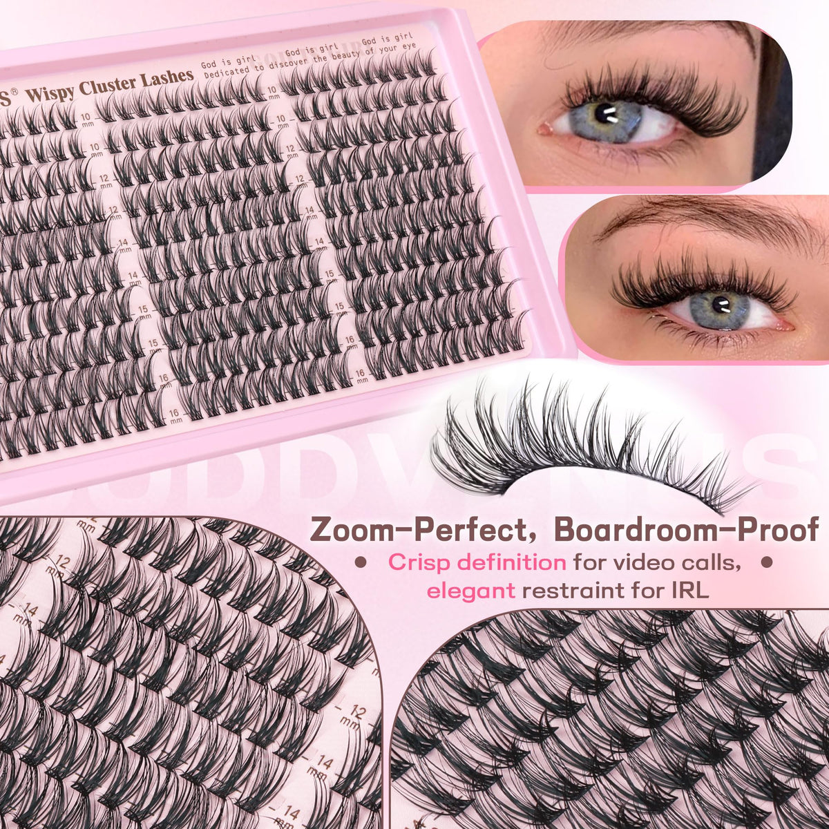 Goddvenus Lash Clusters Kit Wispy Eyelash Clusters Lashes – packaging and label