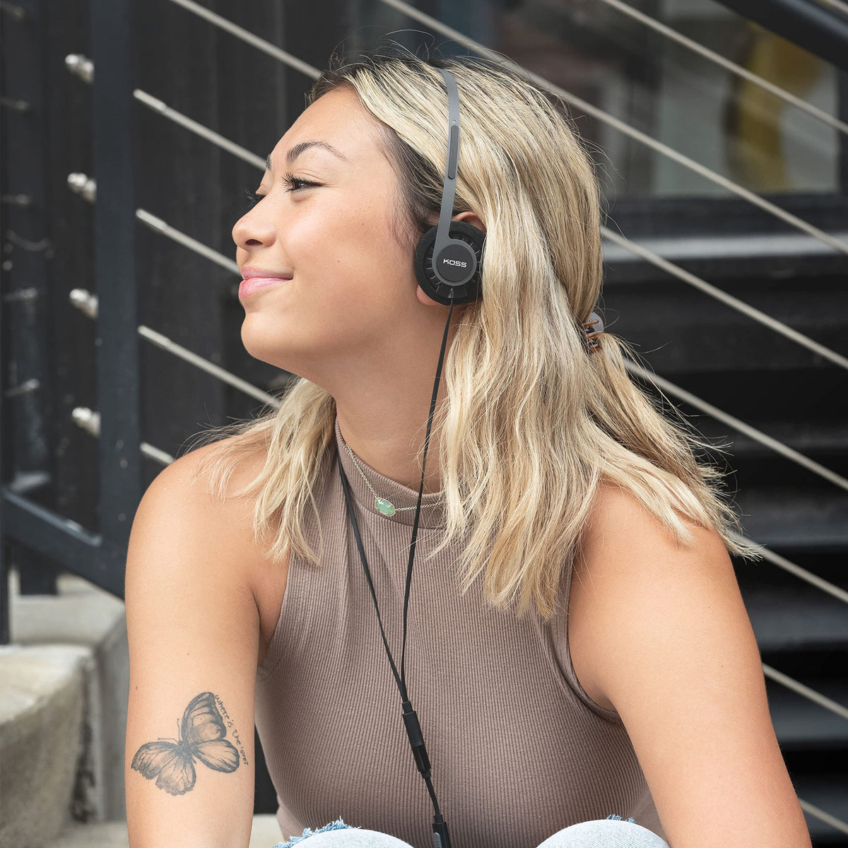 Koss – Earbud Headphones on display