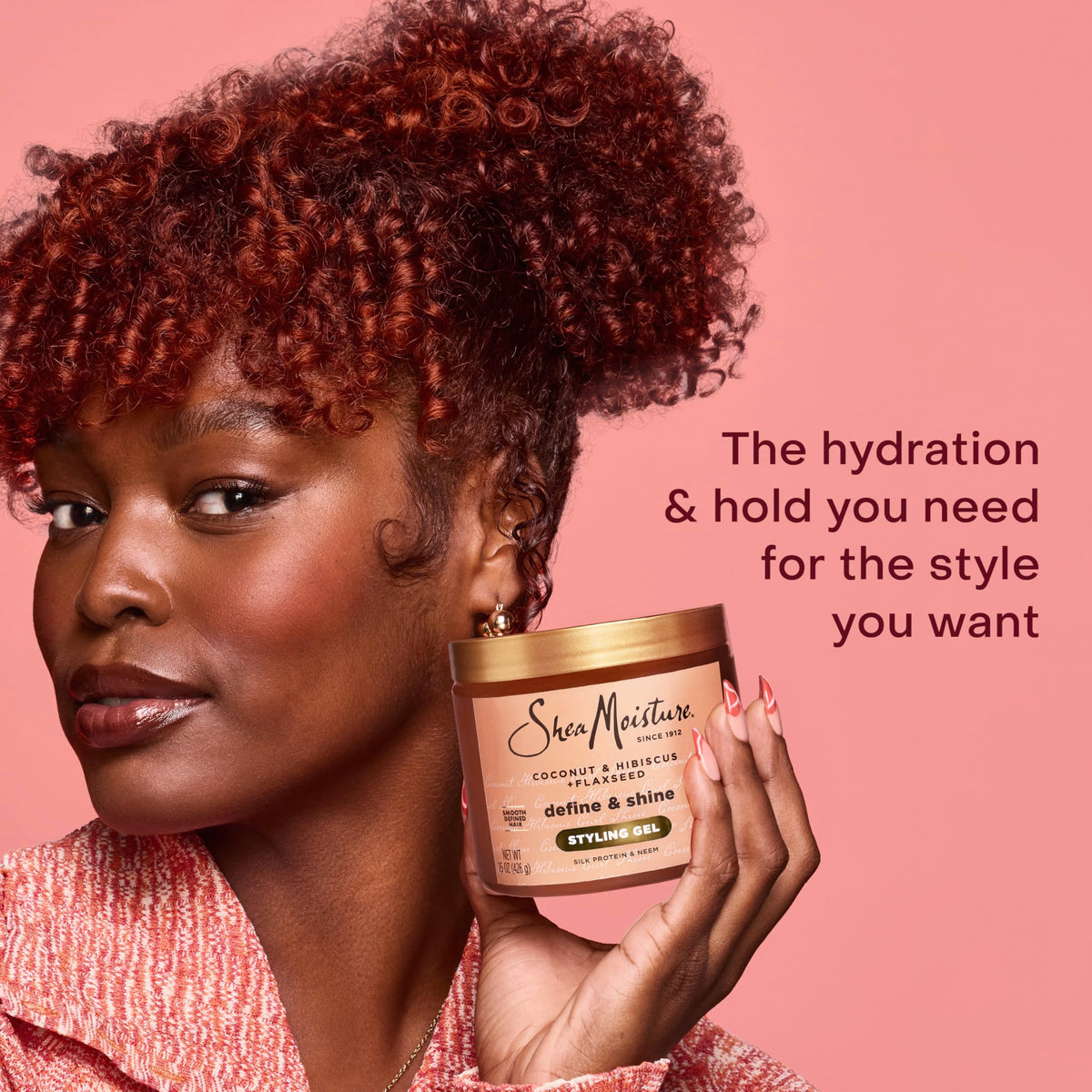 Shea Moisture Coconut Hibiscus Define Shine Styling Gel 15oz – packaging and label