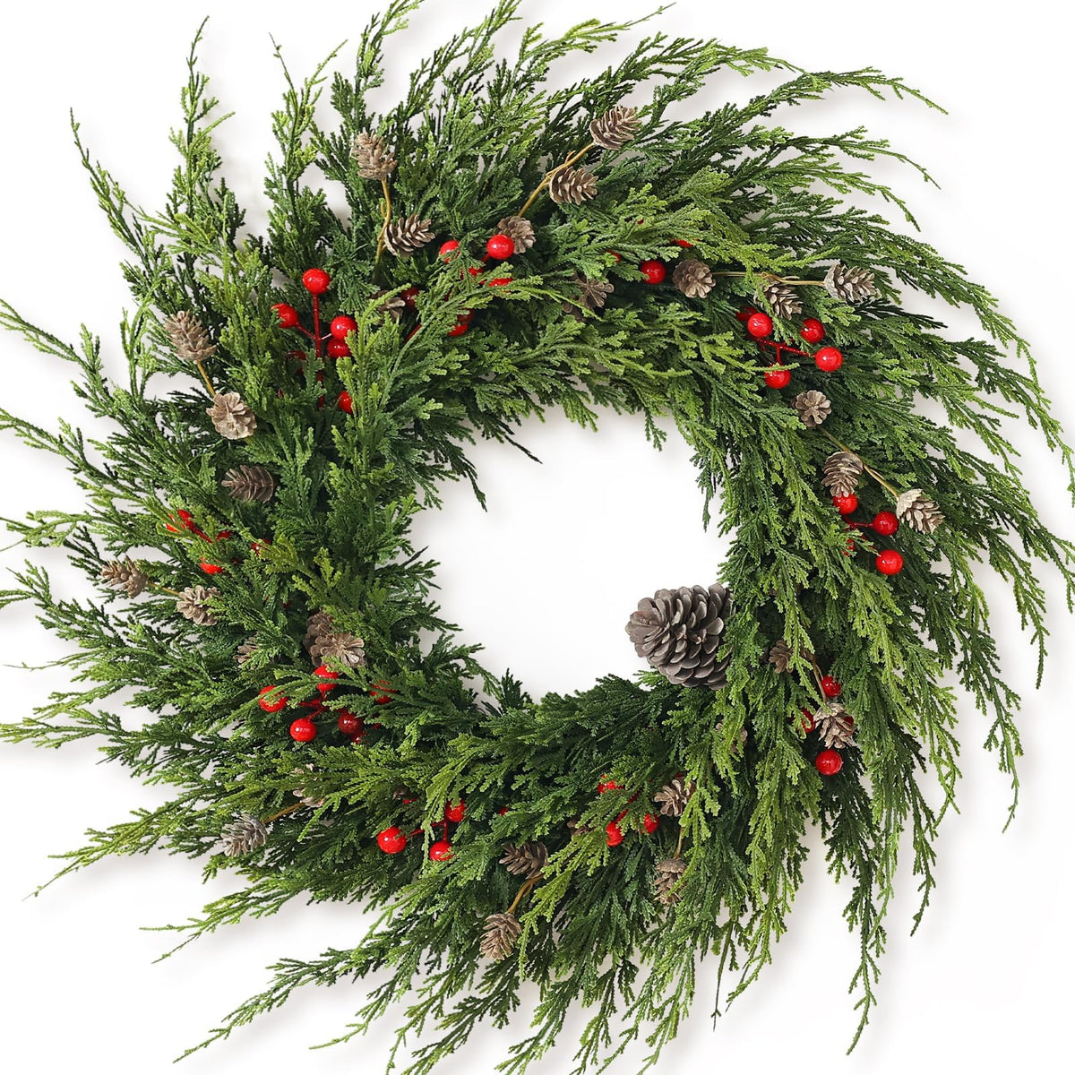 VIERENA 24 Artificial Christmas Cedar Wreath with Berry for Front – product photo (Wreaths)