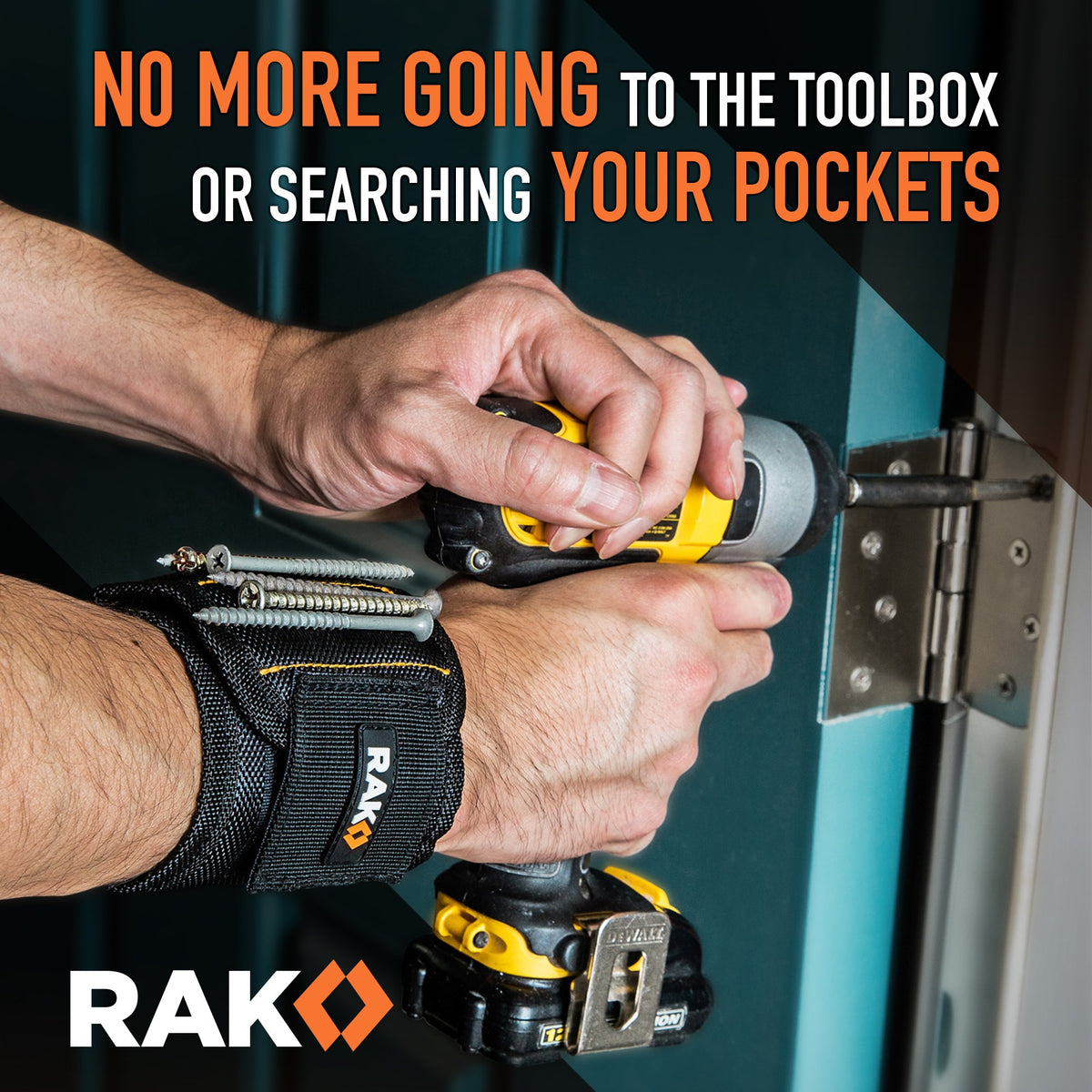 RAK Magnetic Wristband for Tools 10 Powerful Magnets Holds – close-up detail in Black