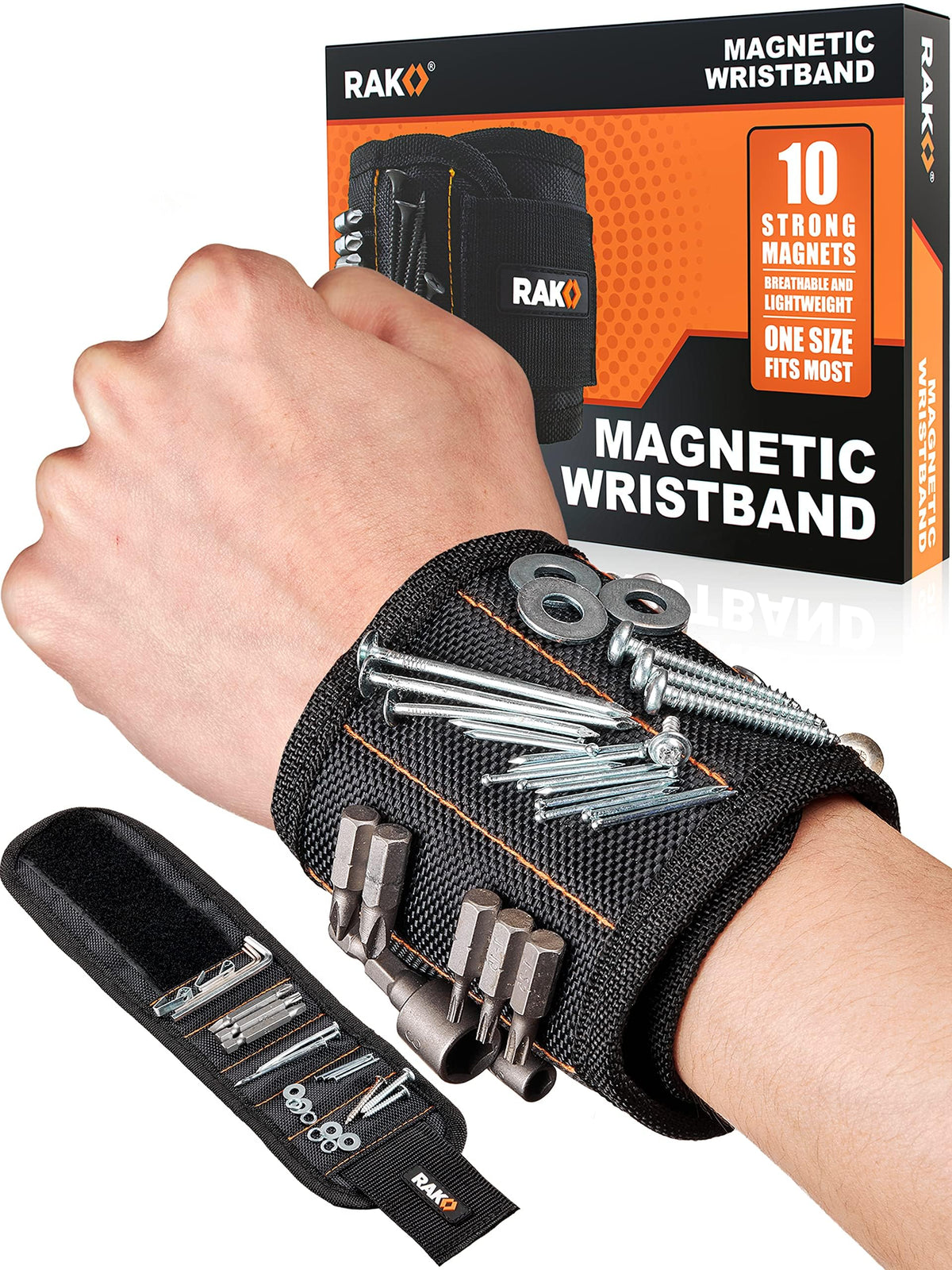 RAK Magnetic Wristband for Tools 10 Powerful Magnets Holds – product photo (Tool Belts)