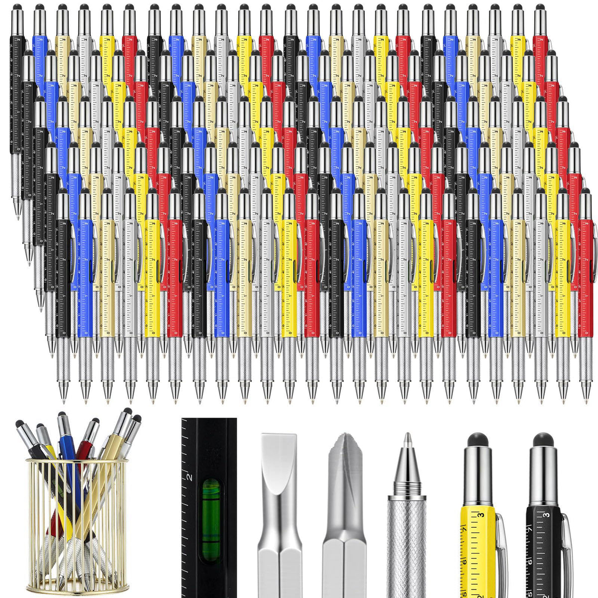 Honoson 120 Pcs Tool Pen with Ruler Fresh Color 6 in 1 — view 2