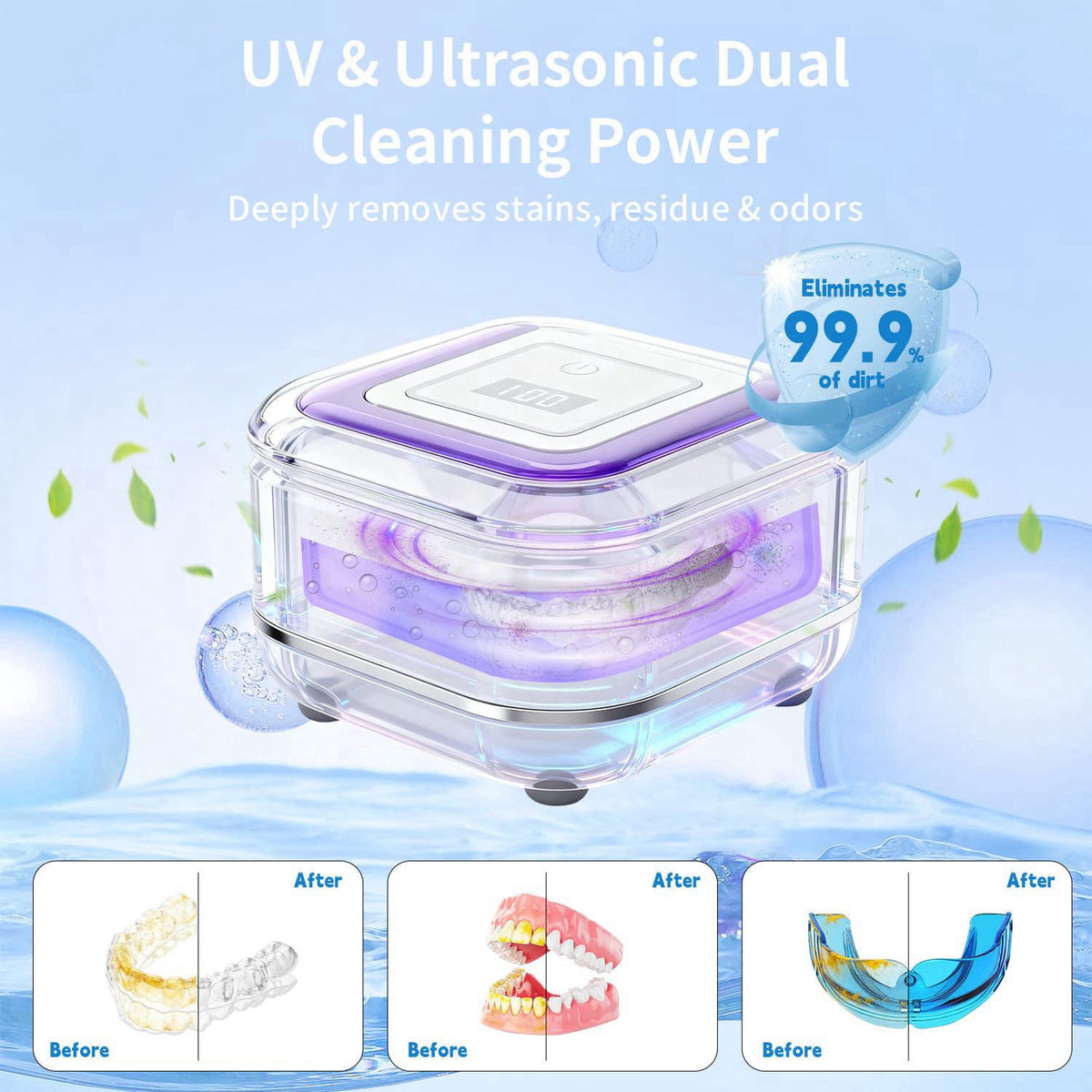 Ultrasonic Retainer Cleaner for Aligners Mouth Guards by HSAIKJ — view 3