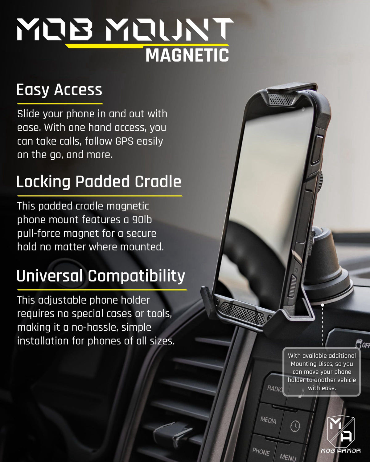 Mob Armor Heavy Duty Magnetic Car Phone Mount Holder — view 3