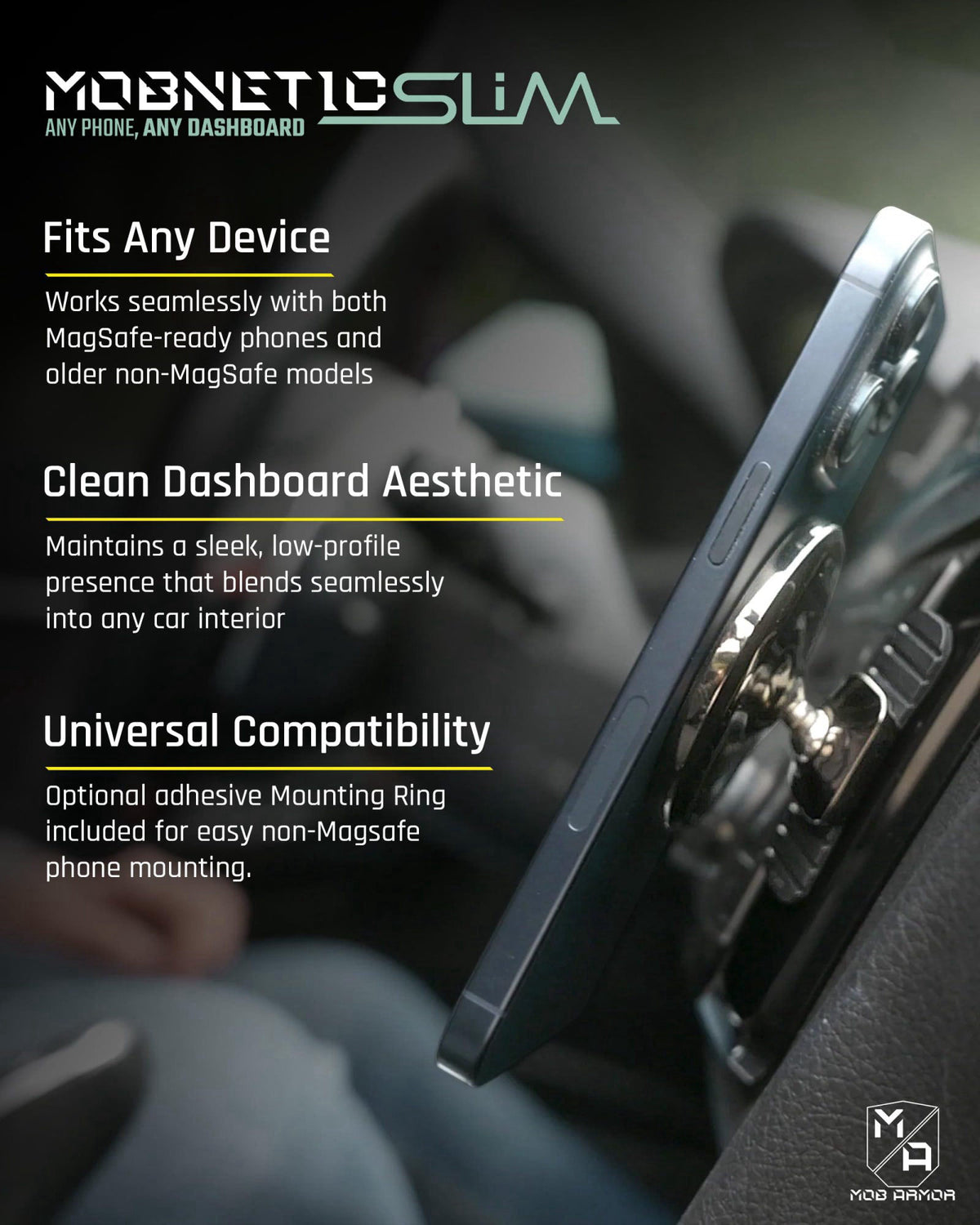 Mob Armor Slim Mount MS MagSafe Car Phone Holder Black — view 4