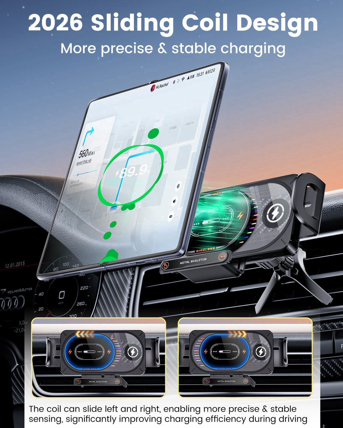 15W Fast Charging Wireless Car Charger Mount for Z Fold 7 6 by xuenair — view 3