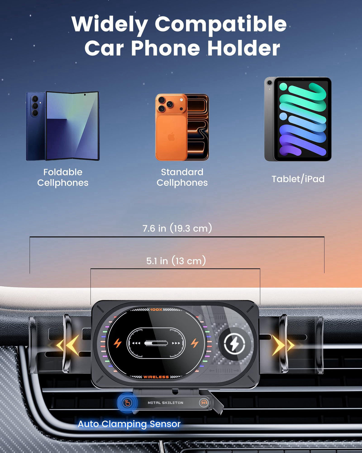 15W Fast Charging Wireless Car Charger Mount for Z Fold 7 6 by xuenair — view 6