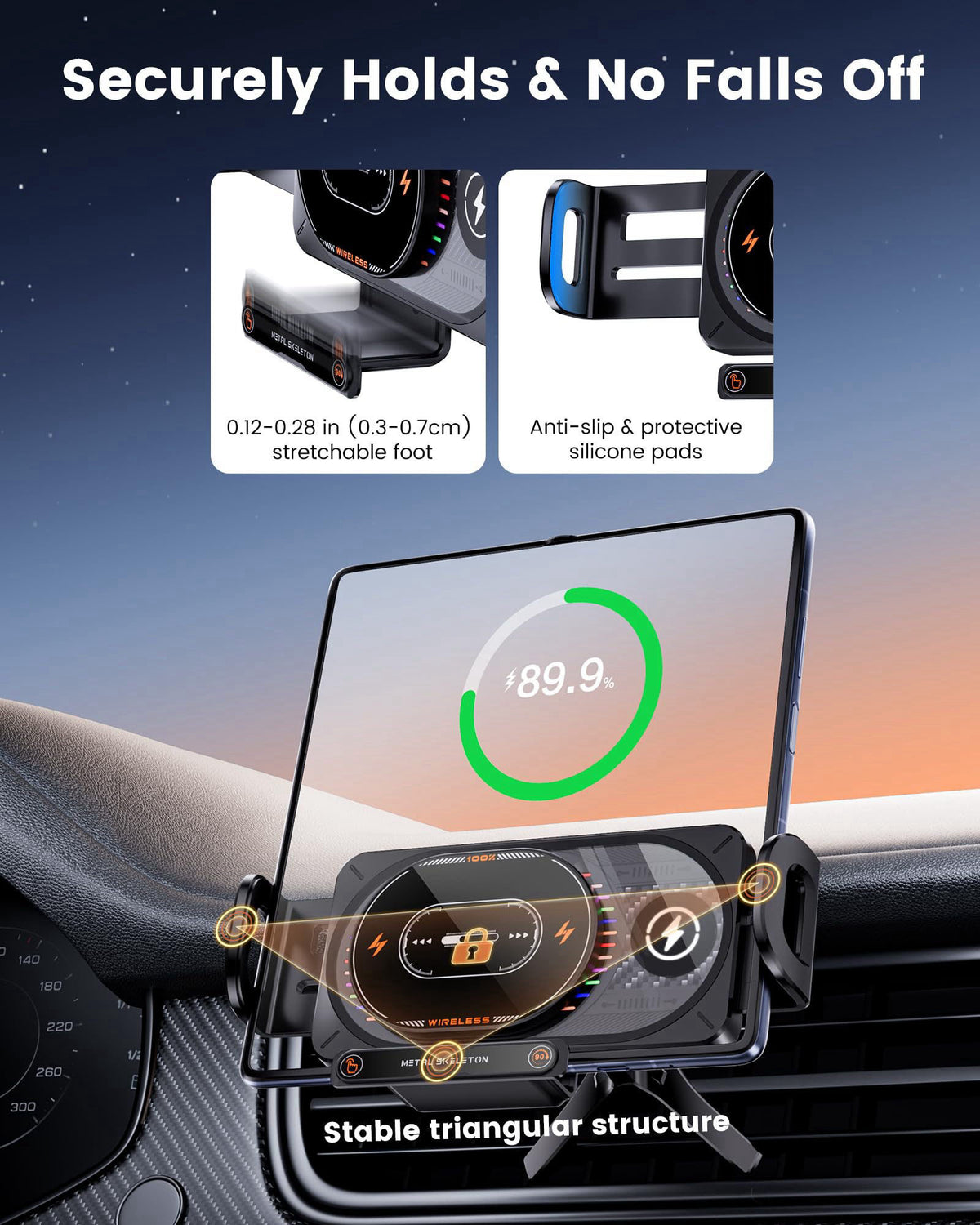 15W Fast Charging Wireless Car Charger Mount for Z Fold 7 6 by xuenair — view 8