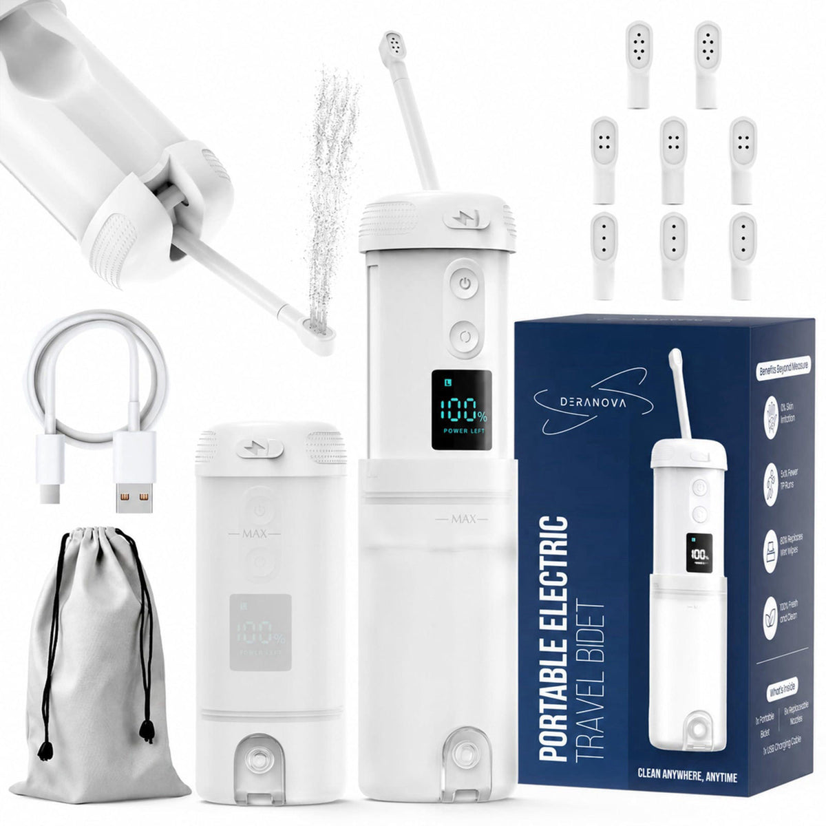 High Pressure Portable Bidet for Travel Electric USB by DeraNova