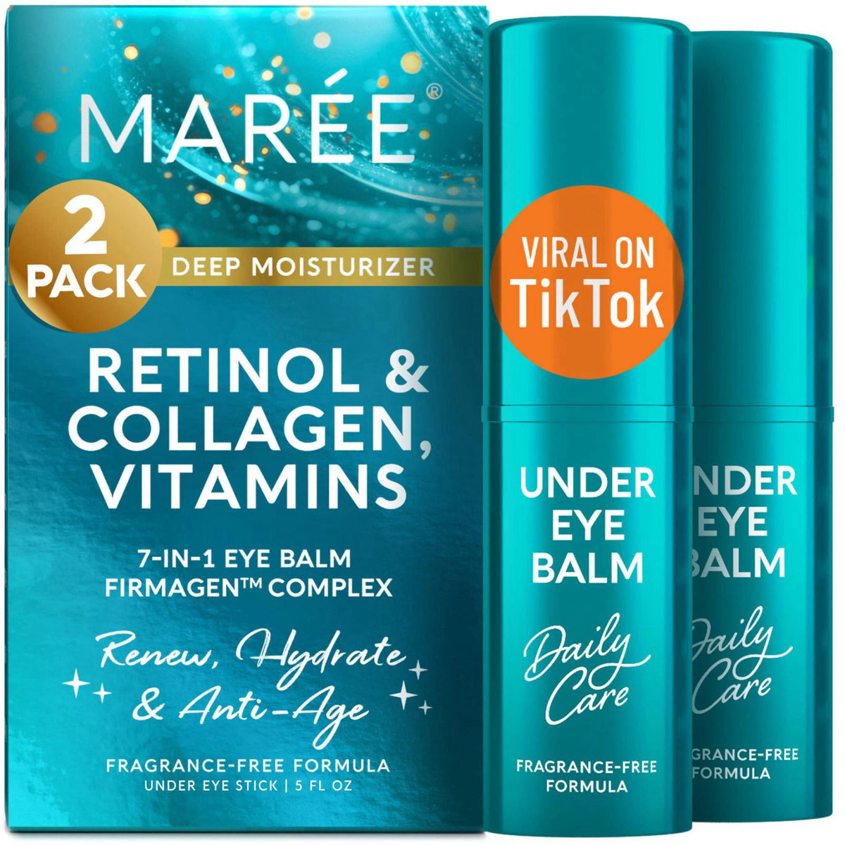 MAREE Under Eye Balm Stick Hydrating 2 PACK Retinol Caffeine — view 2