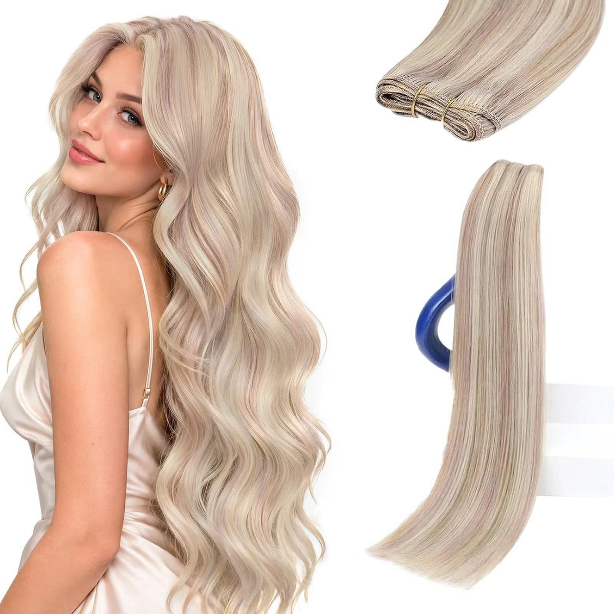 Sunny Hair Weft Hair Extensions Human Hair Blonde Highlight — view 2