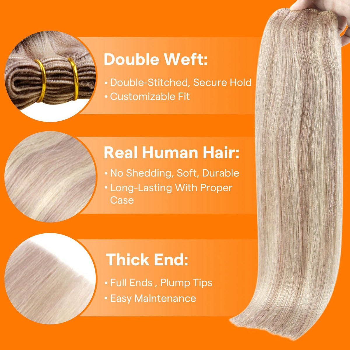 Sunny Hair Weft Hair Extensions Human Hair Blonde Highlight — view 4