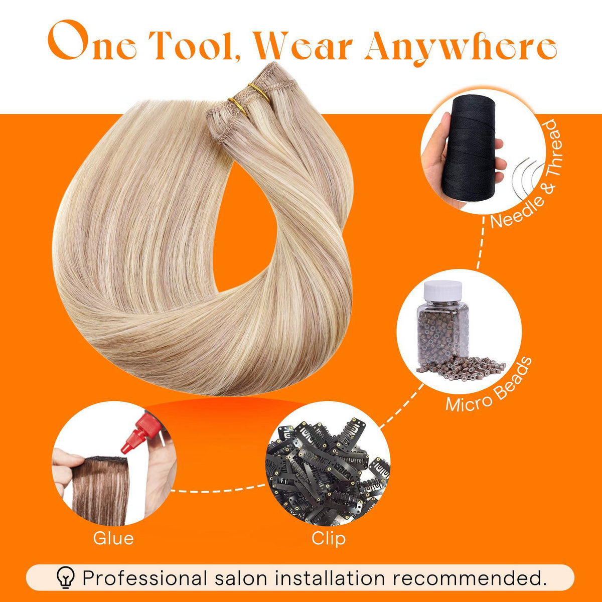 Sunny Hair Weft Hair Extensions Human Hair Blonde Highlight — view 7