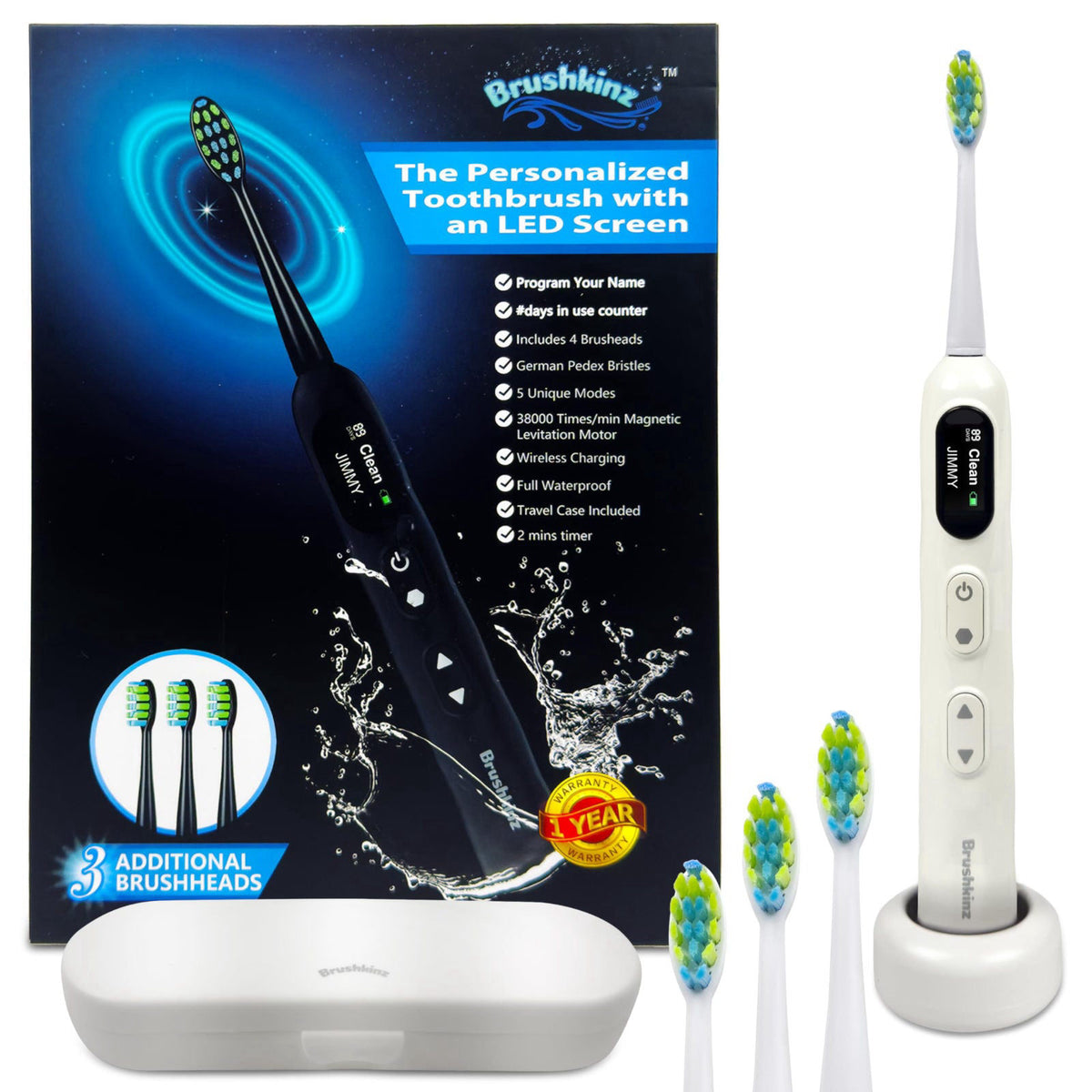 Electric Toothbrush for Adults Battery Operated Rechargeable by BRUSHKINZ