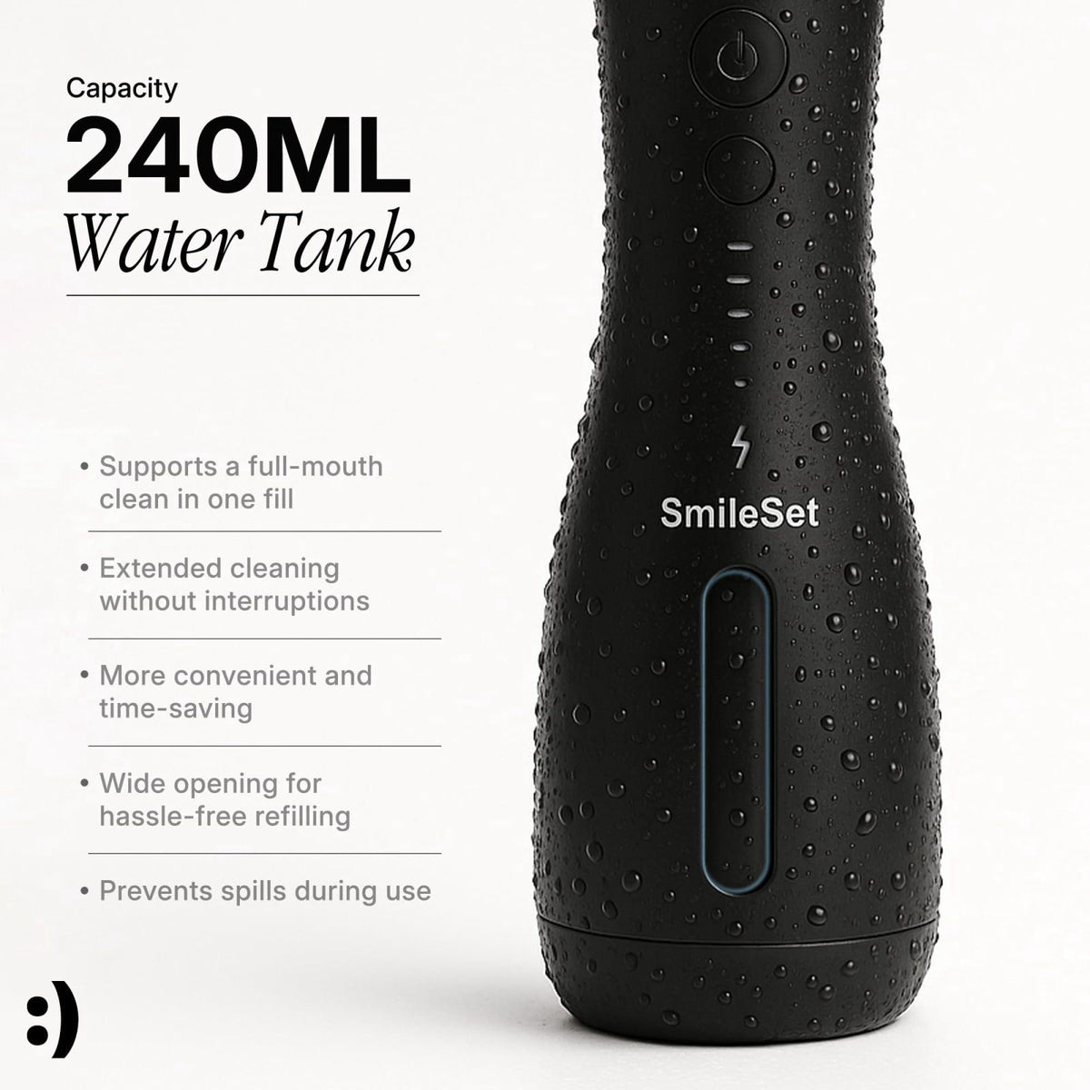 Premium Handheld Water Flosser 240ml Cordless Oral Irrigator by SmileSet — view 7