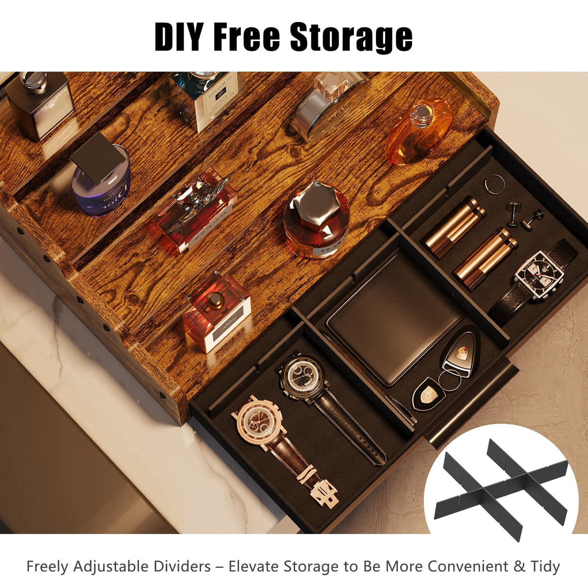 4 Tier Cologne Organizer for Men Wooden Perfume Organizer by Yuzehuaza — view 5