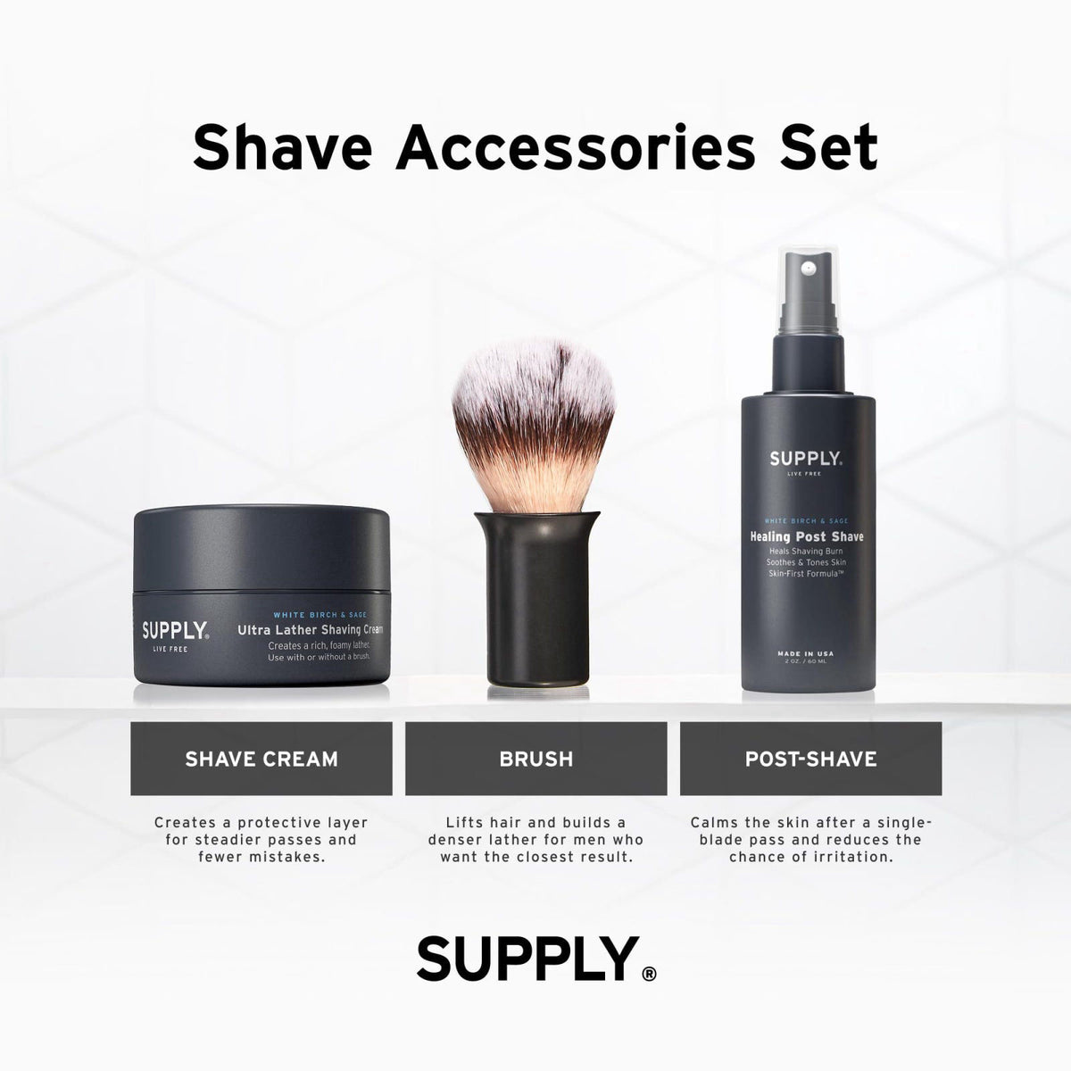 SUPPLY Men s Shave Accessories Set White Birch Sage Matte — view 3