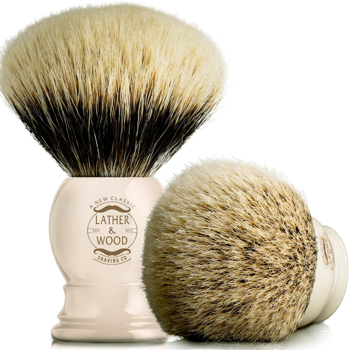 Pure Badger Shaving Brush Premium Handmade Simply the Best by Lather & Wood Shaving Co — view 2