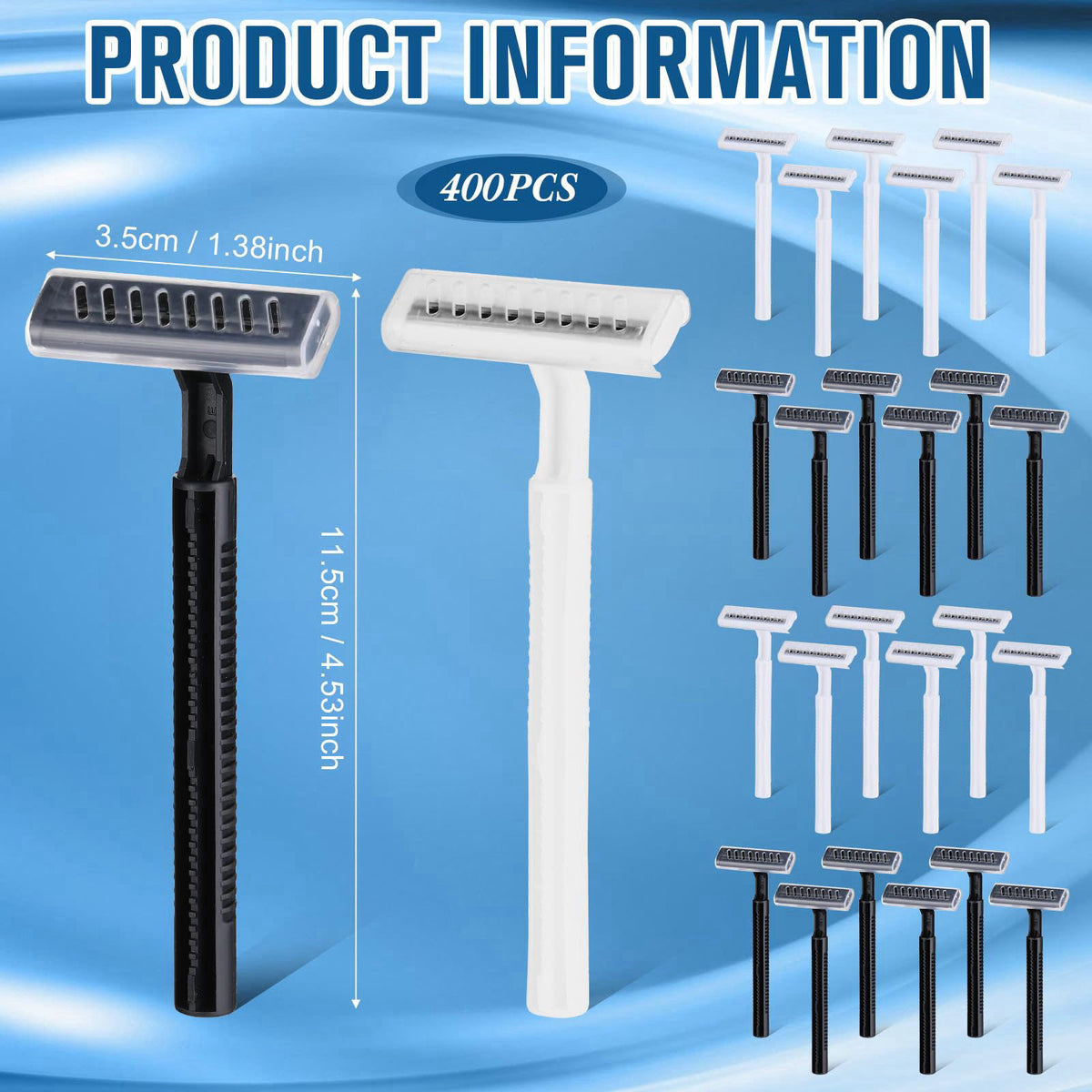 Lasnten 400 Pcs Disposable Twin Blade Razors Single Packed — view 3