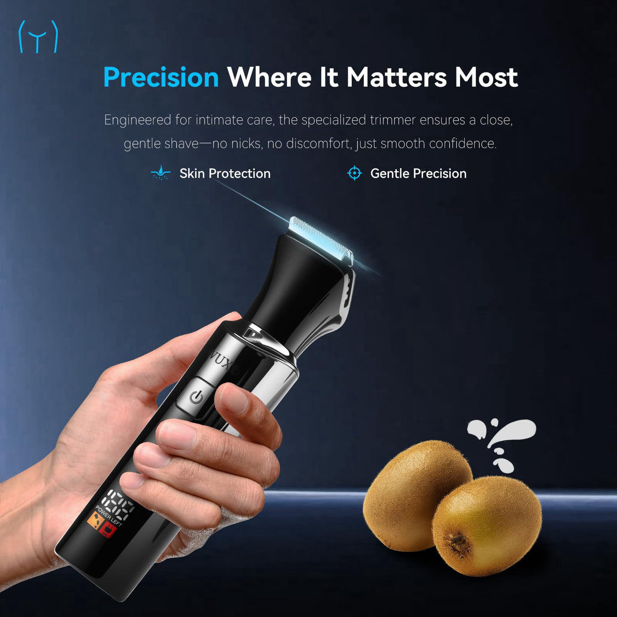 Back Shaver for Men 4 in 1 LED Display Electric Groin Hair by WUXO — view 5