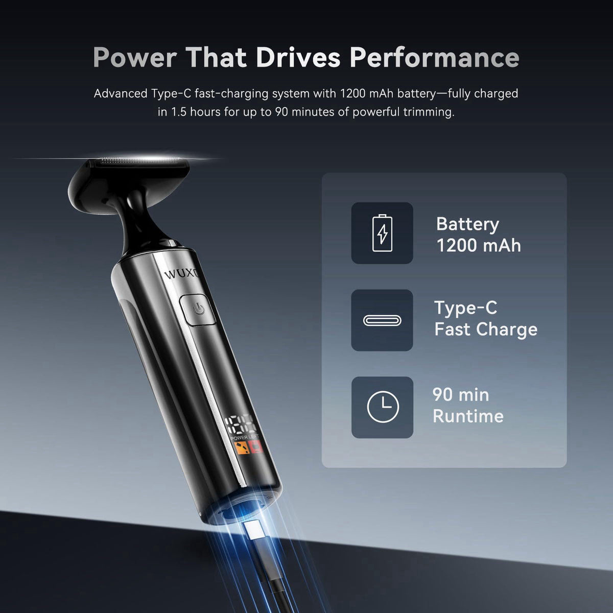 Back Shaver for Men 4 in 1 LED Display Electric Groin Hair by WUXO — view 6