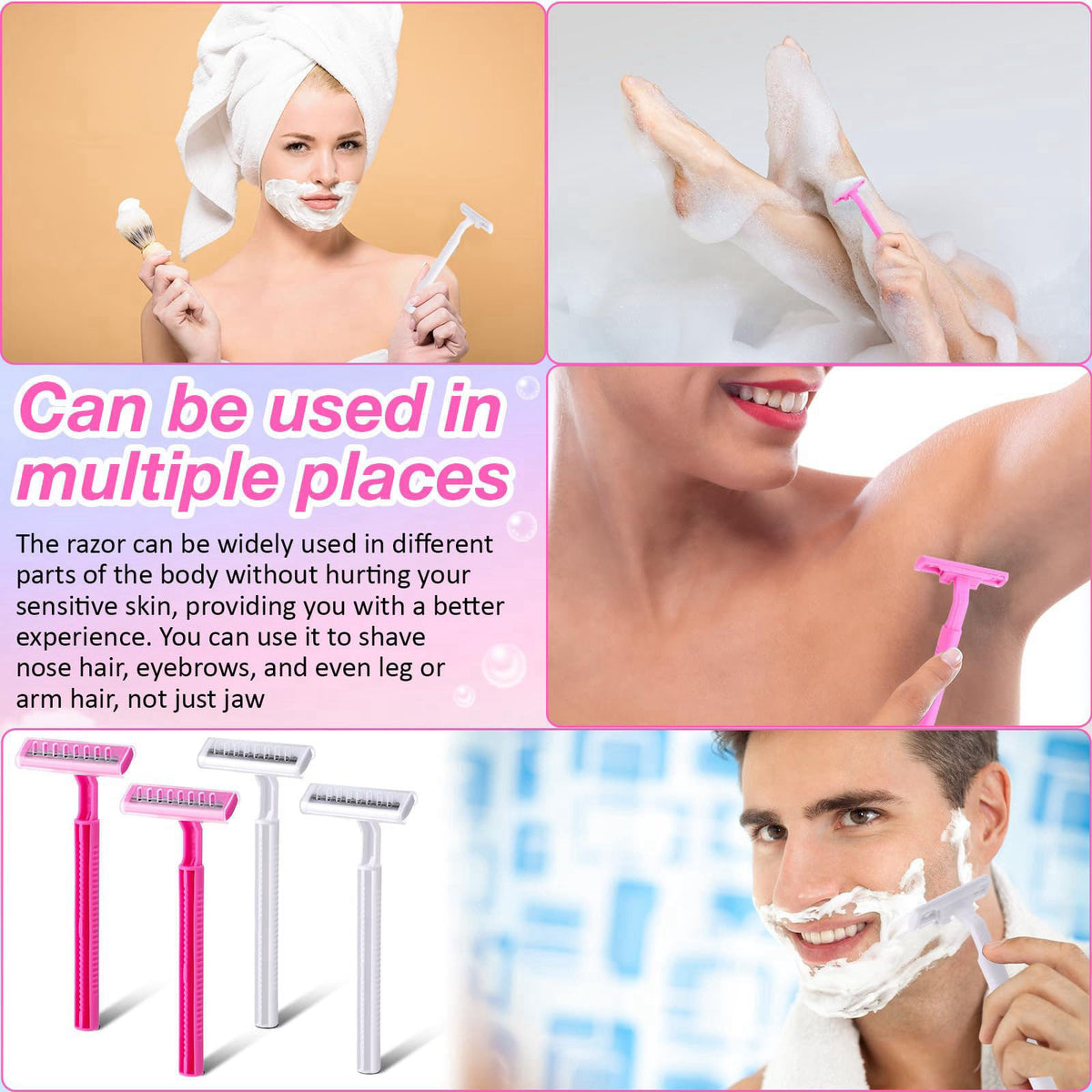 Lasnten 400 Pcs Disposable Twin Blade Razors Single Packed — view 7