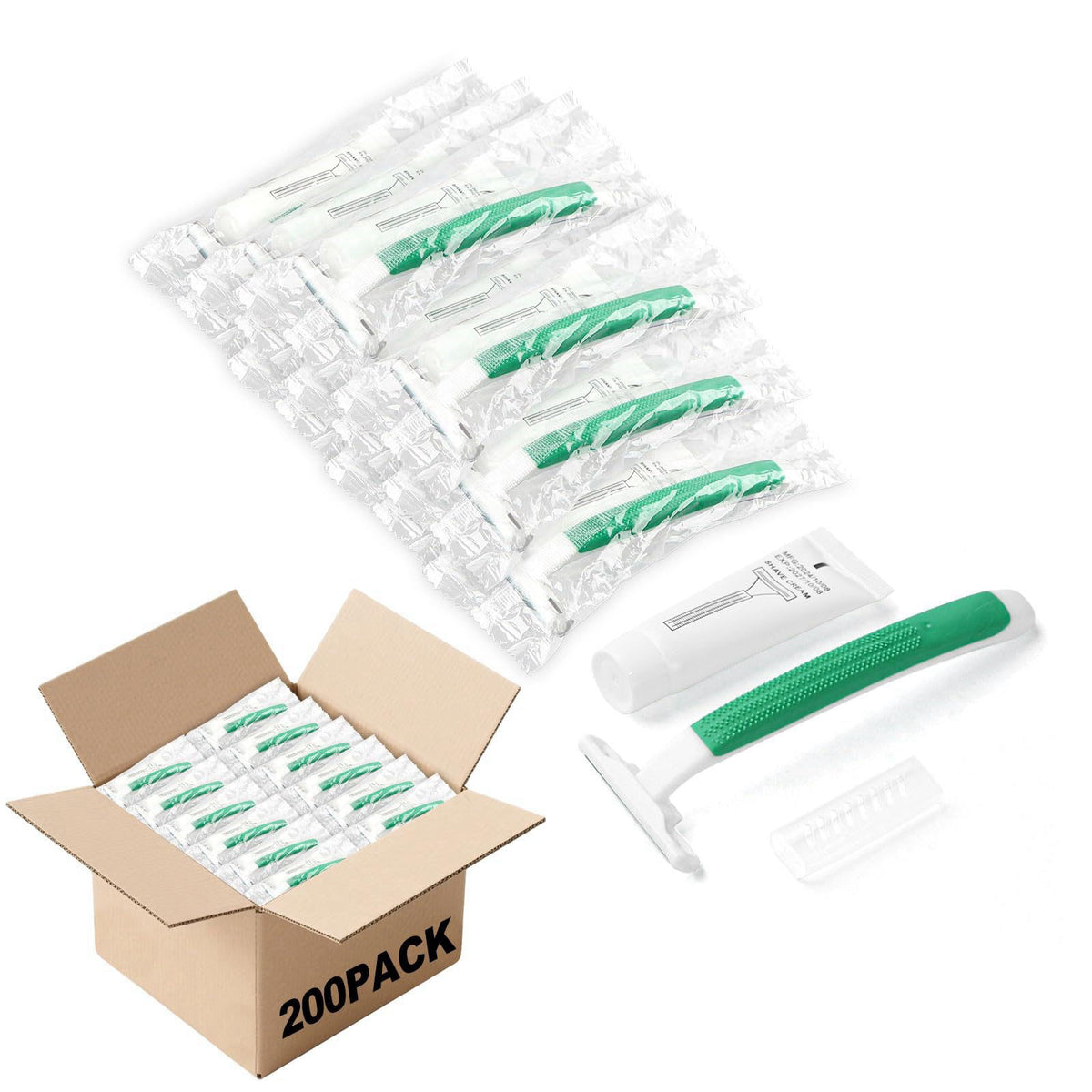 200 Disposable Razors in Bulk Green Razors Individually by skourvut — view 2