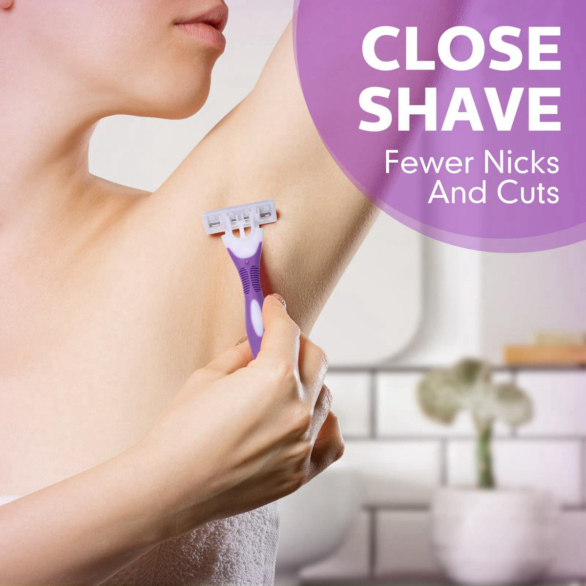 96 Count Women s Disposable Razors Bulk Purple 3 Blade by Leriton — view 5