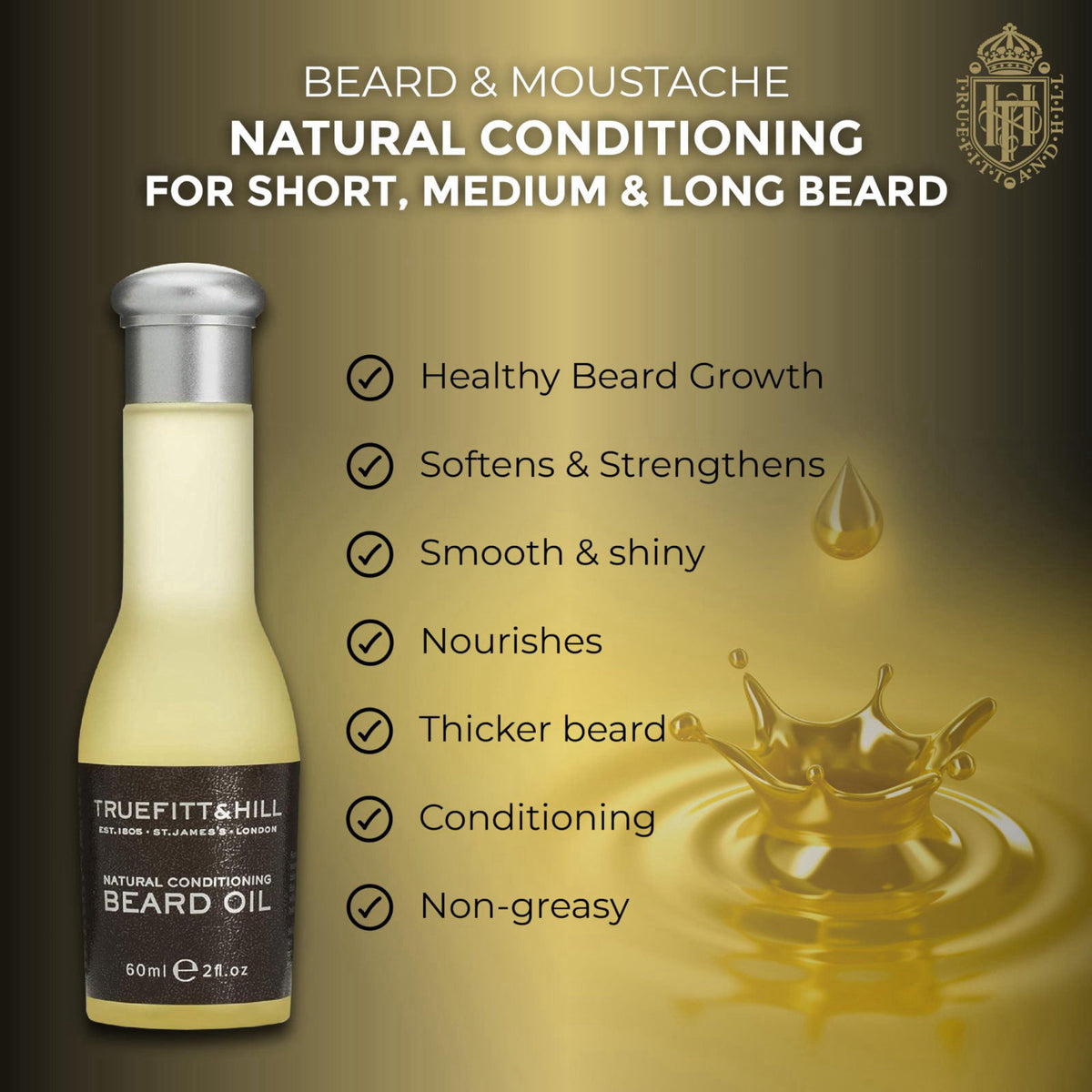 Truefitt Hill Natural Conditioning Beard Oil 60ml by Truefitt & Hill — view 6