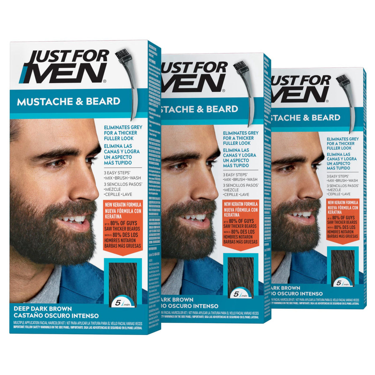 JUST FOR MEN Mustache Beard Dye Keratin Dark Brown M 45 — view 8