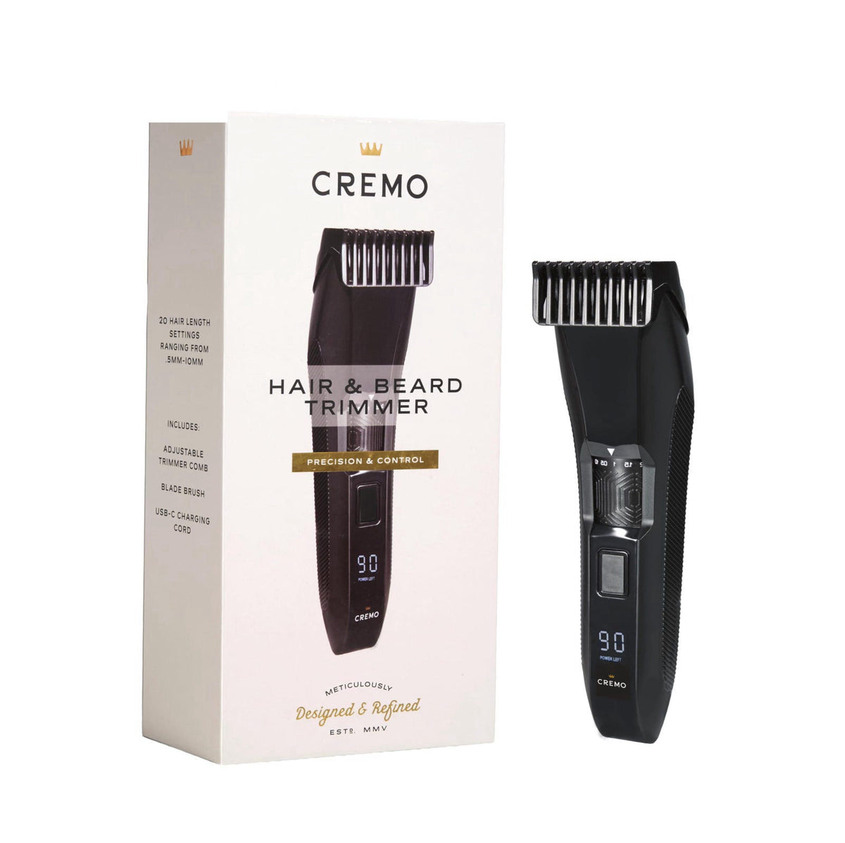 Cremo Beard Trimmer for Men USB C Cordless Adjustable Length