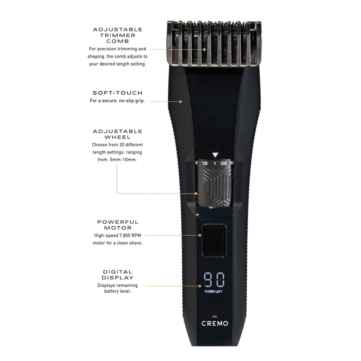 Cremo Beard Trimmer for Men USB C Cordless Adjustable Length — view 4