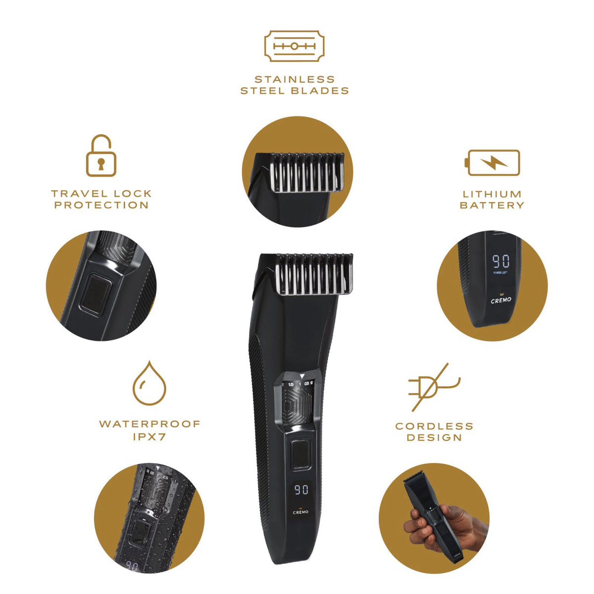 Cremo Beard Trimmer for Men USB C Cordless Adjustable Length — view 5